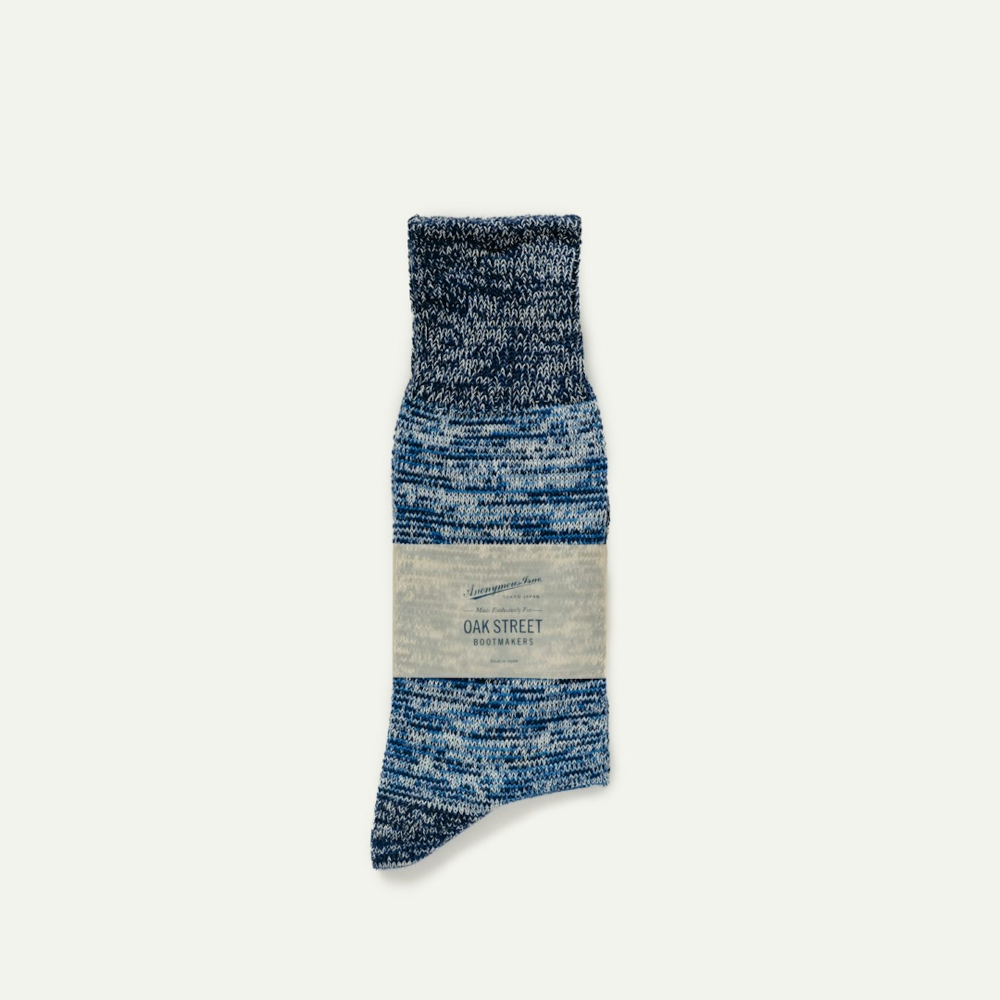 Anonymous ISM Crew Sock - Indigo Twisted Knit - Made in Japan