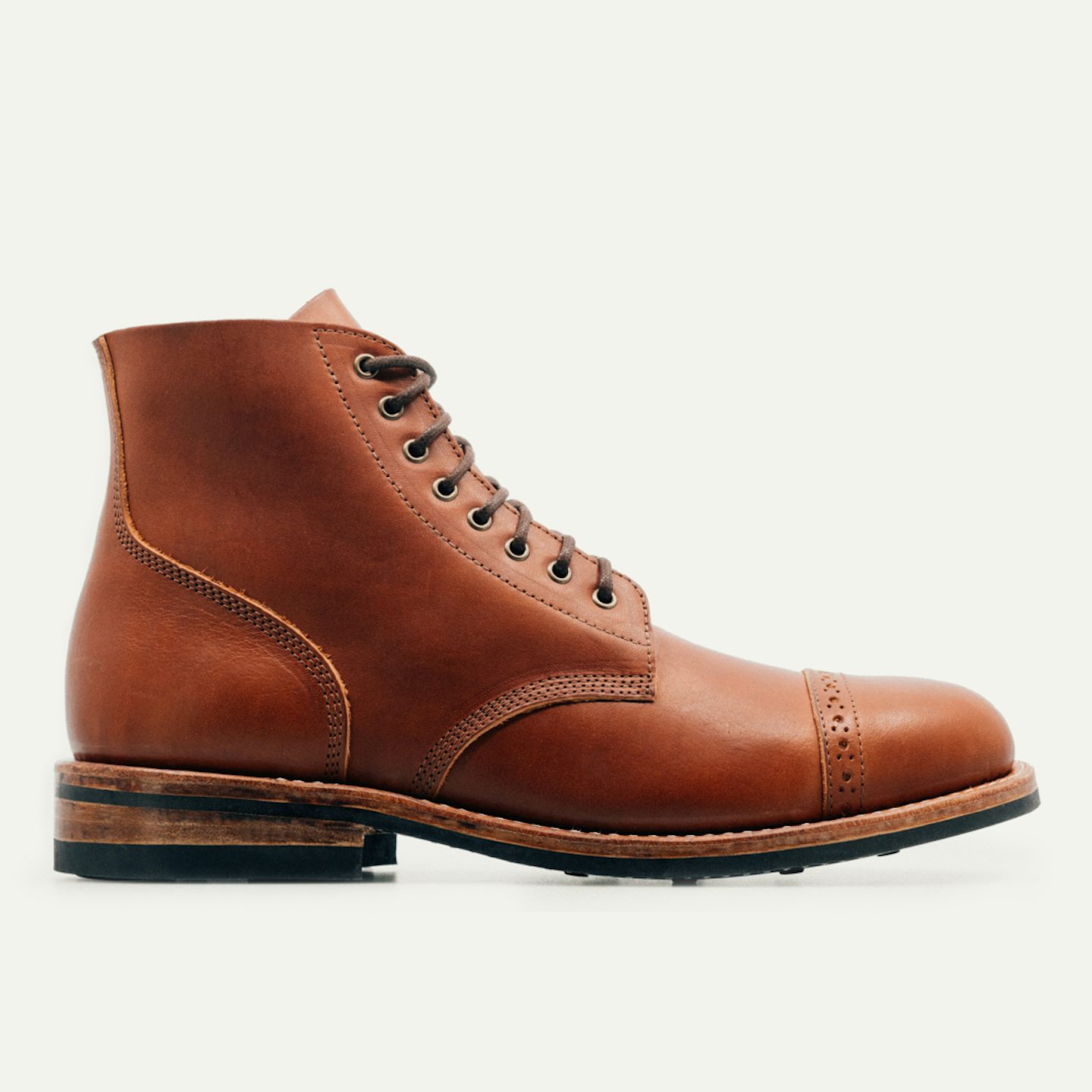 スティームファスト Cap-Toe Field Boot - Brown Elbamatt Liscio, Dainite Rubber-Studded