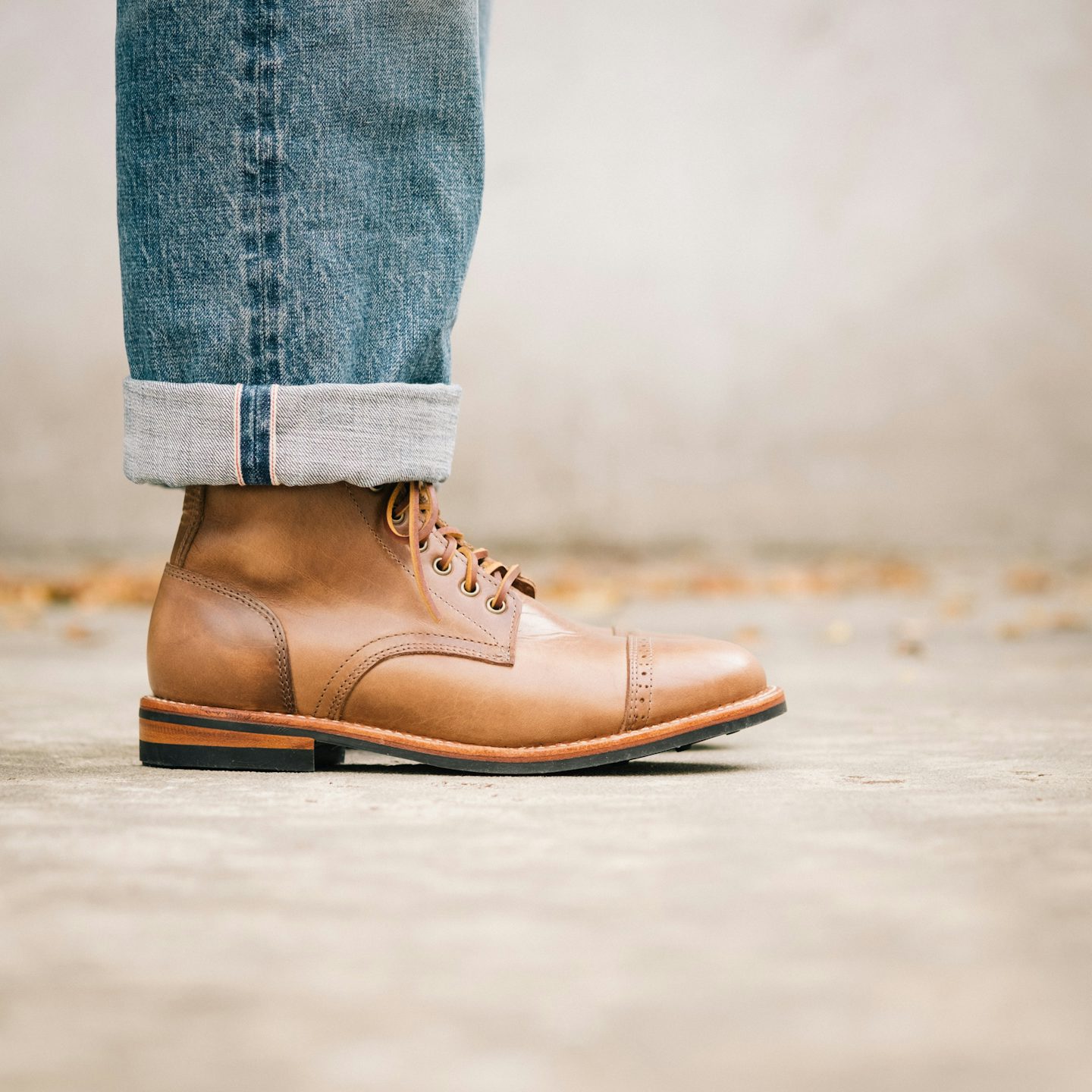 Natural Chromexcel Cap-Toe Trench Boot - Detail Image Two