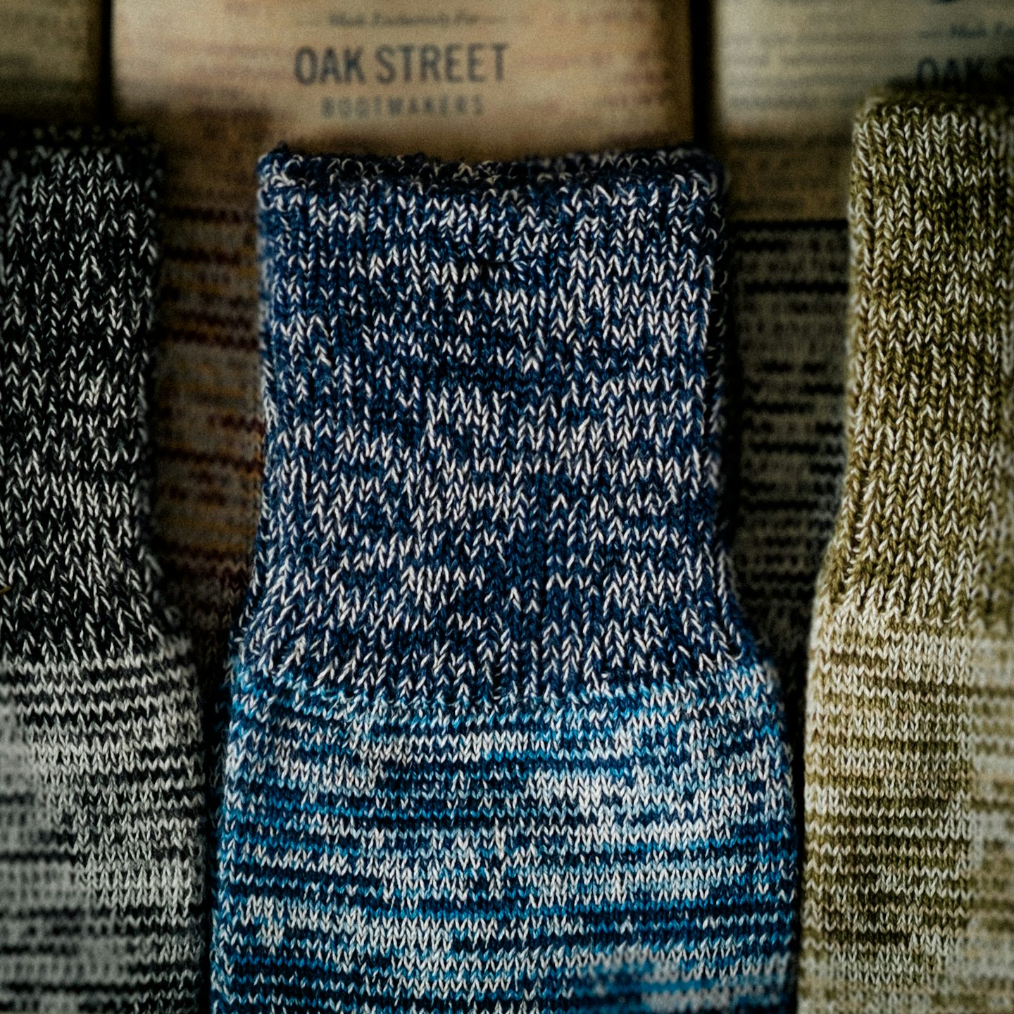 Indigo Twisted Knit Anonymous ISM Crew Sock - Detail Image Two