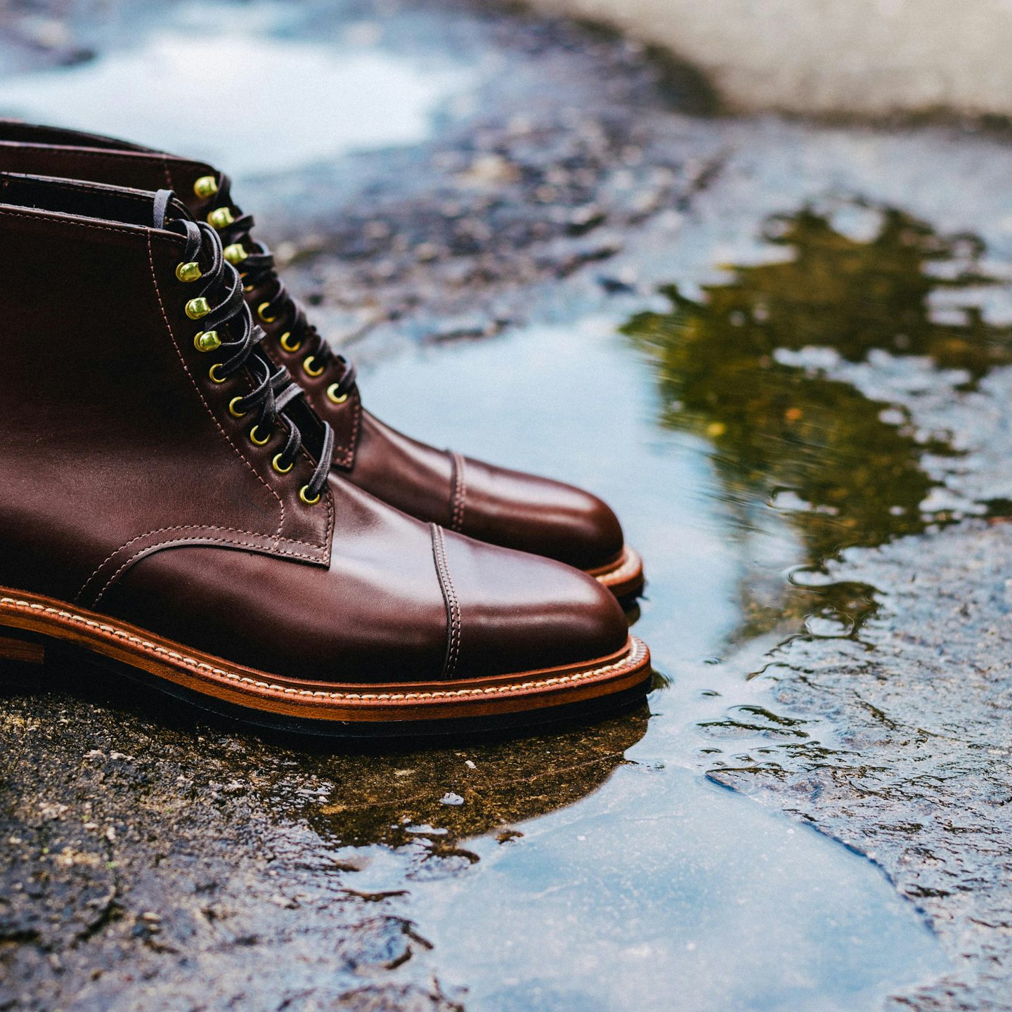 Chocolate French Calf Cap-Toe Lakeshore Boot - Detail Image Two