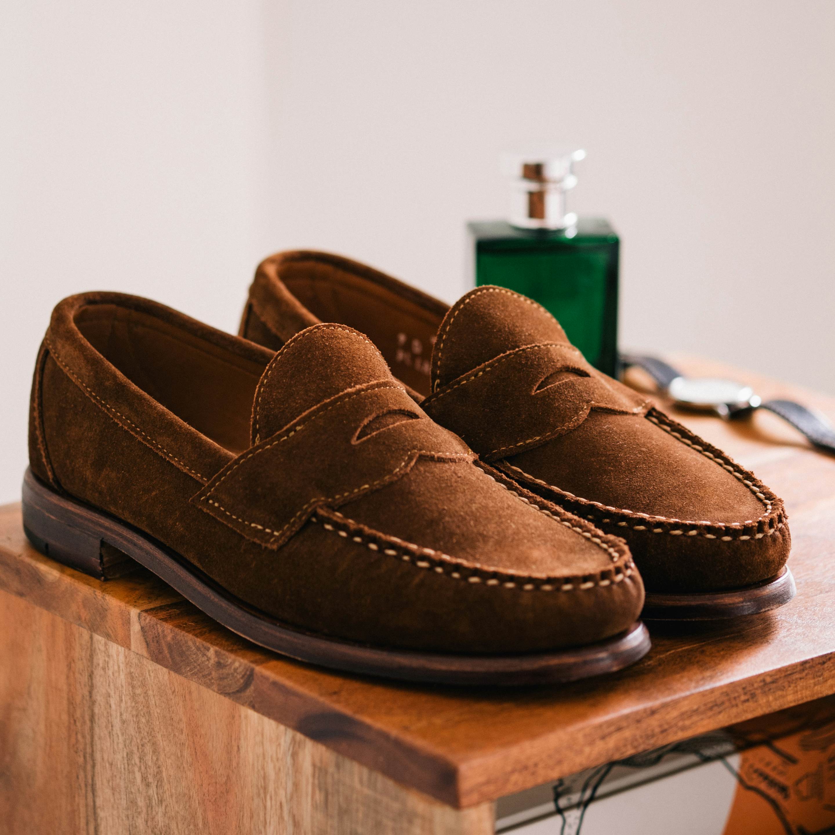 Penny Loafer - Snuff Repello Suede, Leather Sole with