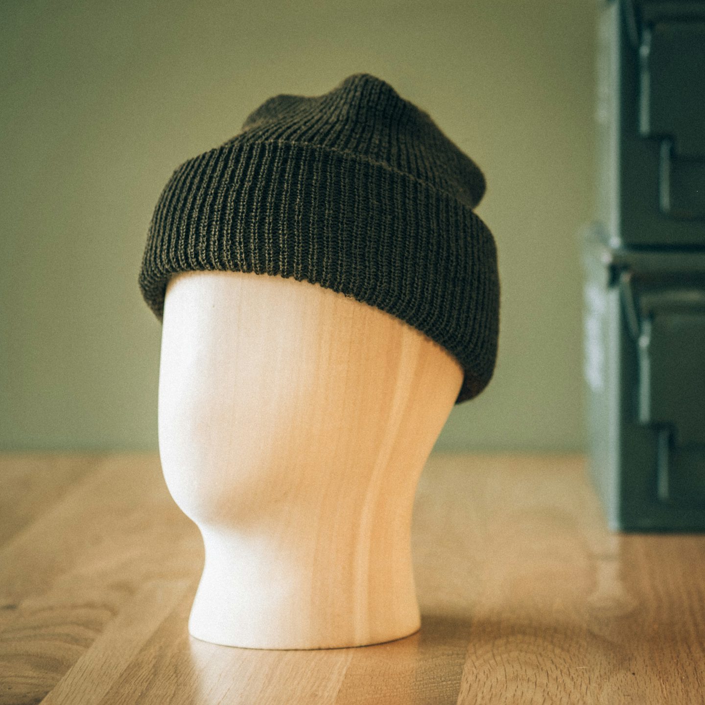 Olive Wool Knit 1975 NATO Watch Cap - Detail Image One