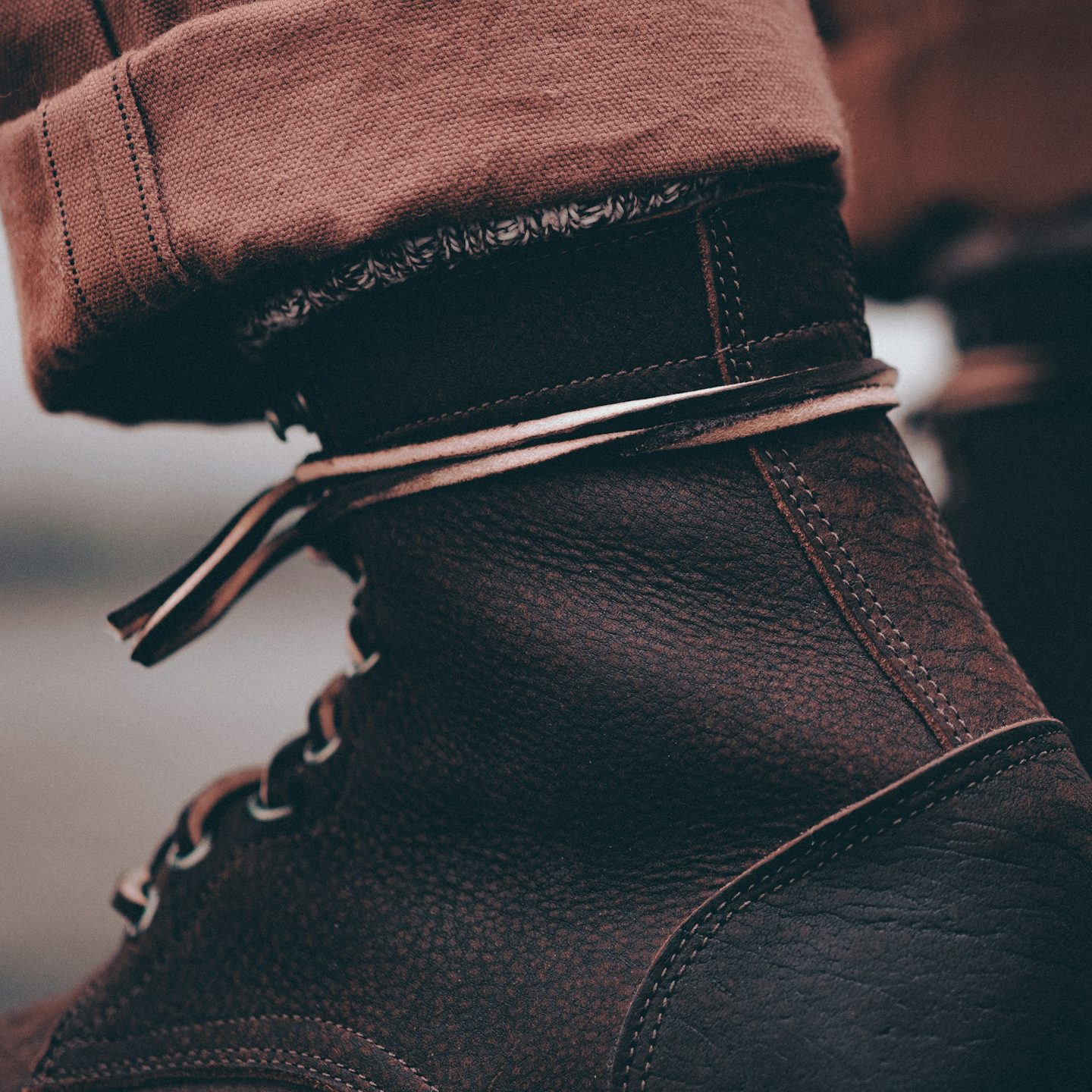 Snuff Waxed Kudu Trench Boot - Detail Image One