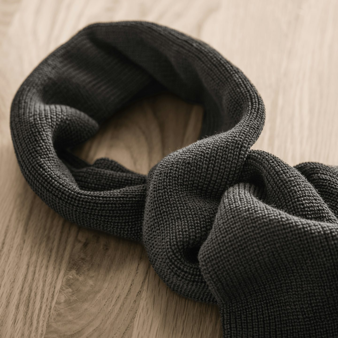 Covert Gray Merino Wool Knit 1975 NATO Marine Scarf - Detail Image One