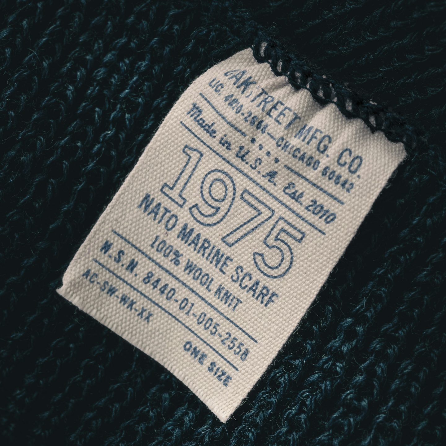 Navy Wool Knit 1975 NATO Marine Scarf - Detail Image Two
