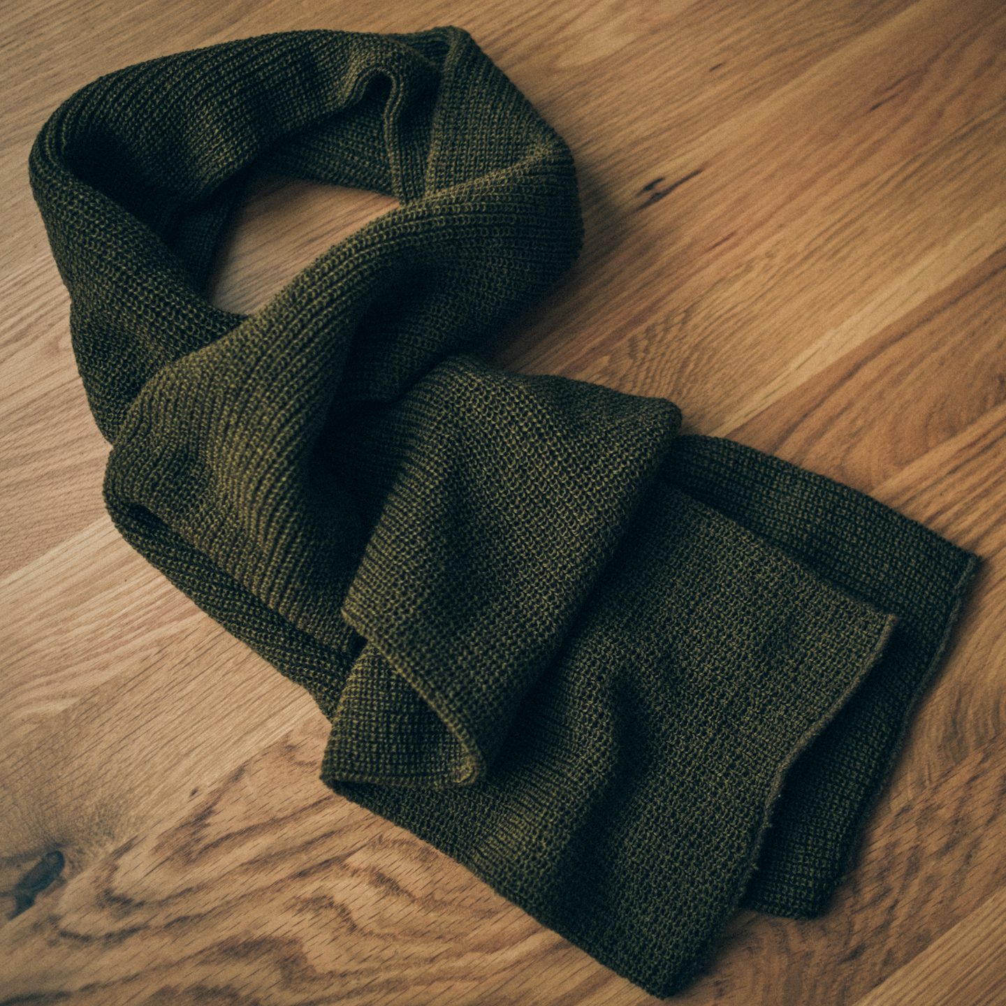 Olive Wool Knit 1975 NATO Marine Scarf - Detail Image One