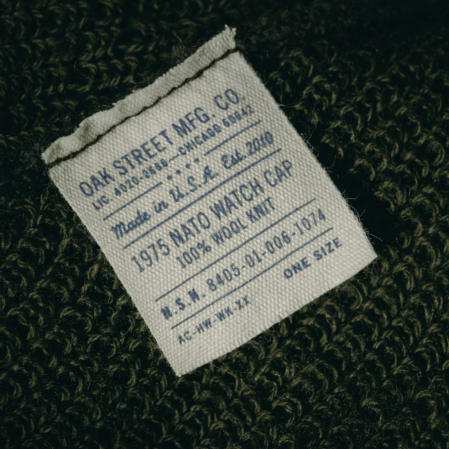 Olive Wool Knit 1975 NATO Watch Cap - Detail Image Two