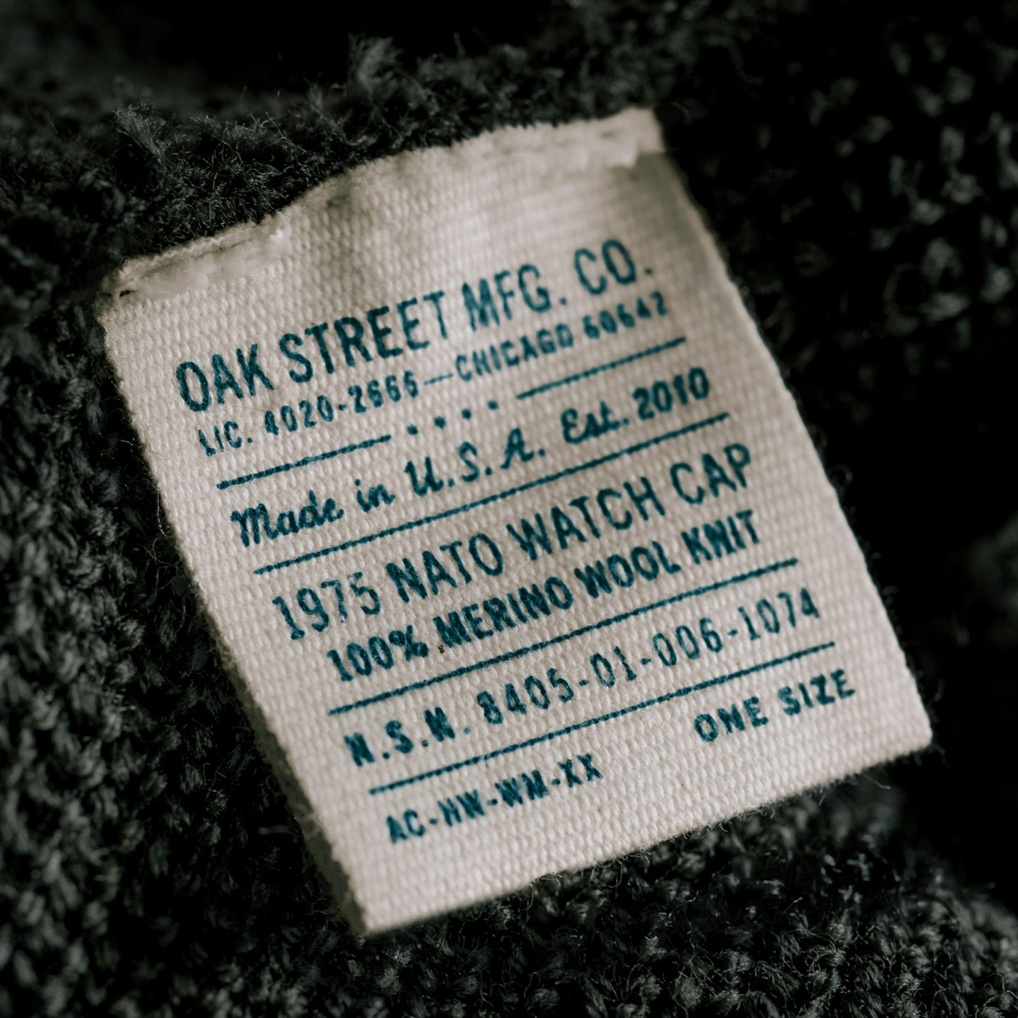 Operator Black Merino Wool Knit 1975 NATO Watch Cap - Detail Image Two