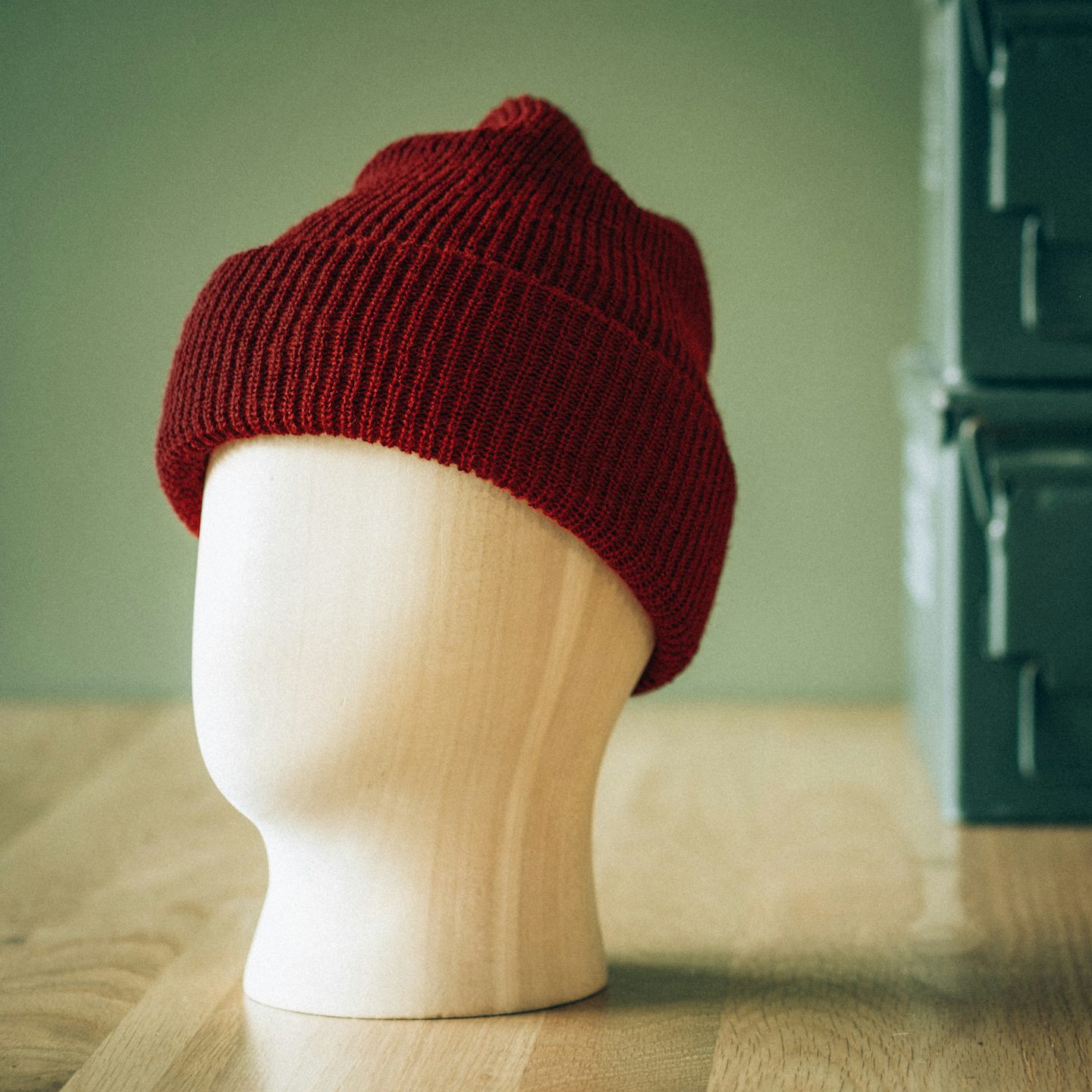 Signal Red Wool Knit 1975 NATO Watch Cap - Detail Image One