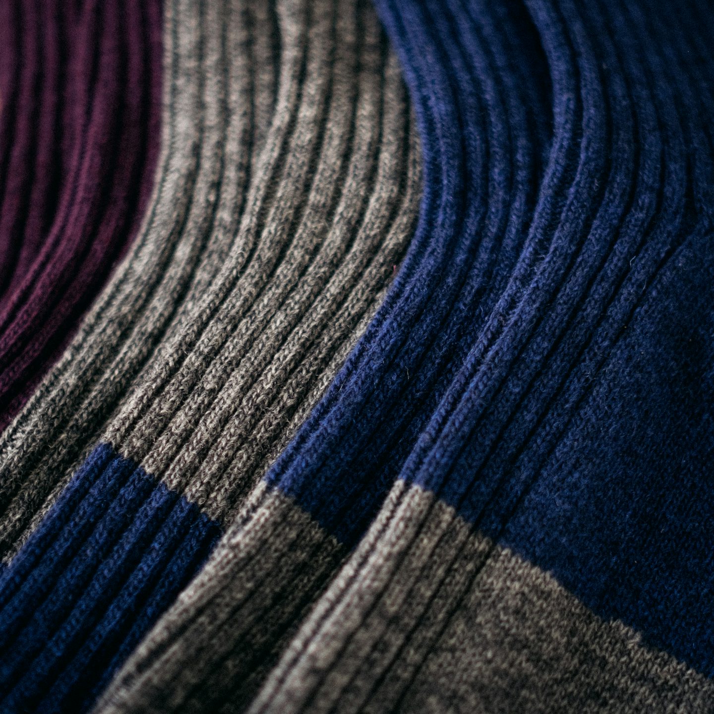 Indigo Cashmere Wool Anonymous ISM Crew Sock - Detail Image Two