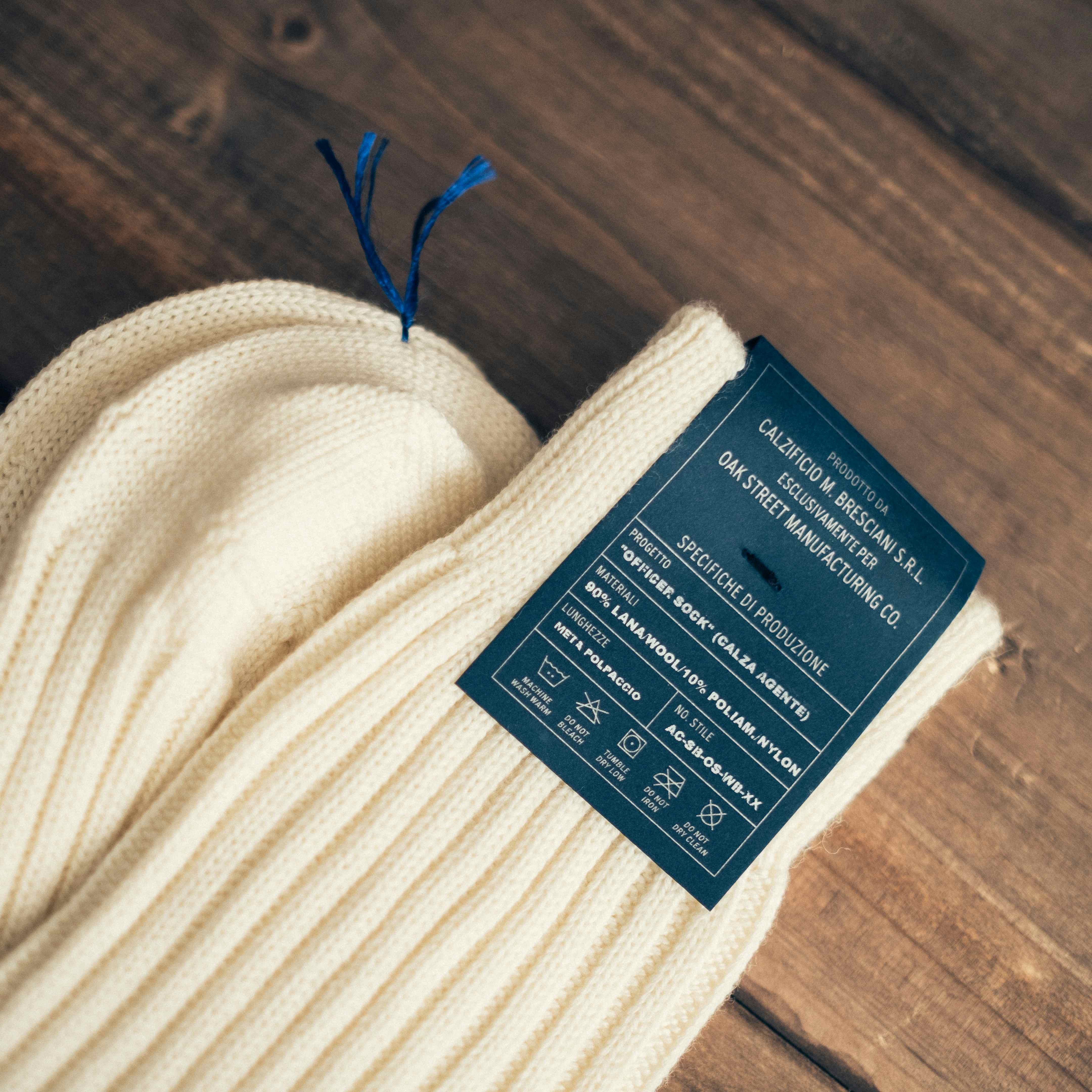 Bresciani Officer Sock - Natural Merino Wool Blend, Oak Street Bootmakers, $33.6