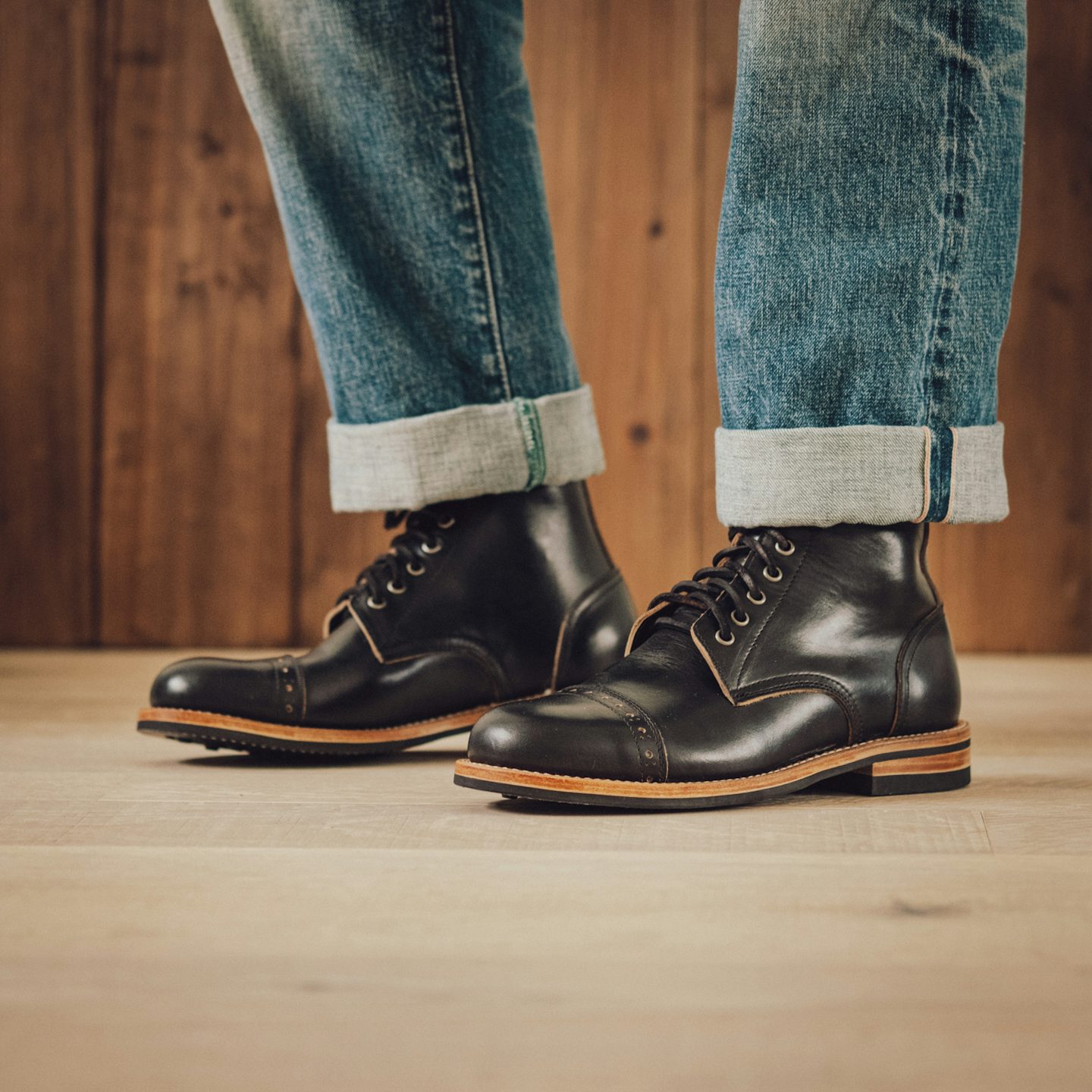 Black Chromexcel Cap-Toe Trench Boot - Detail Image Two