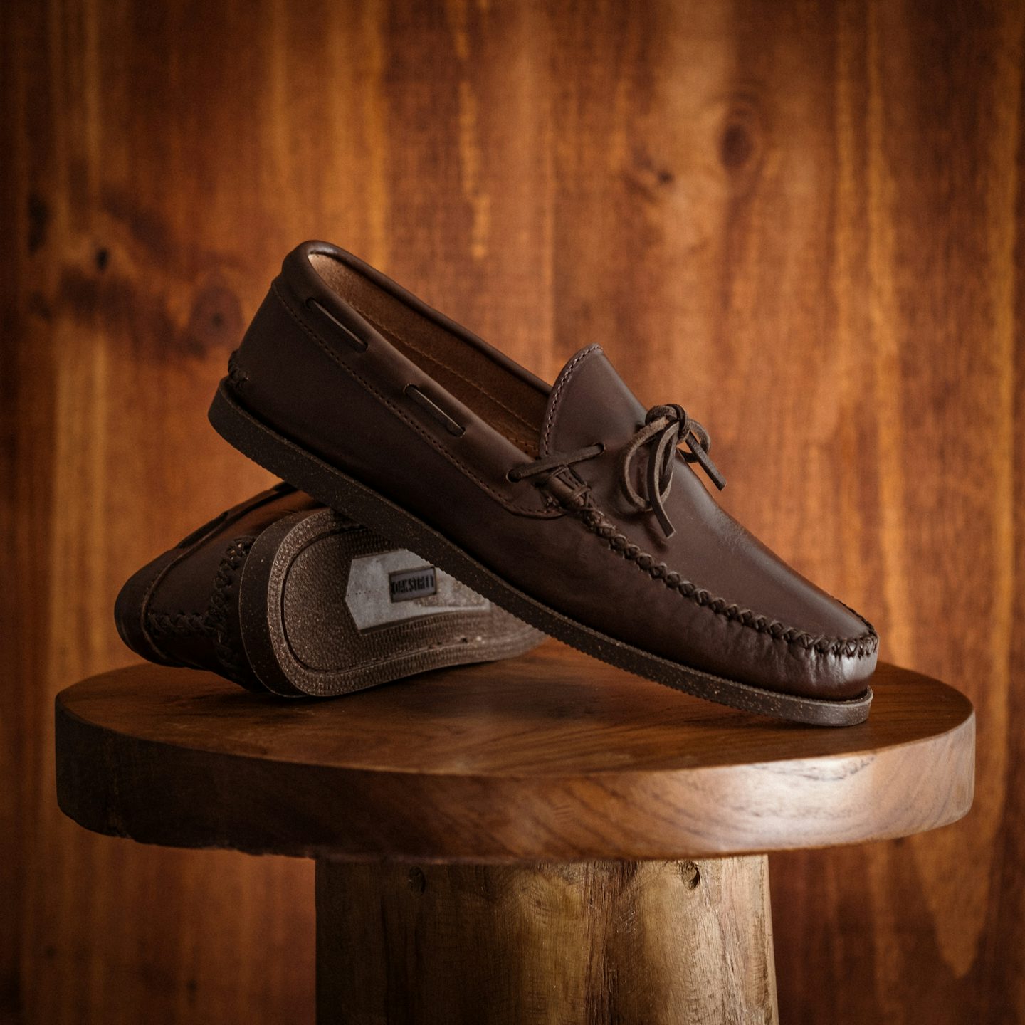 Muschio Brown Horse Rump Cross-Stitch Camp Moc - Detail Image One