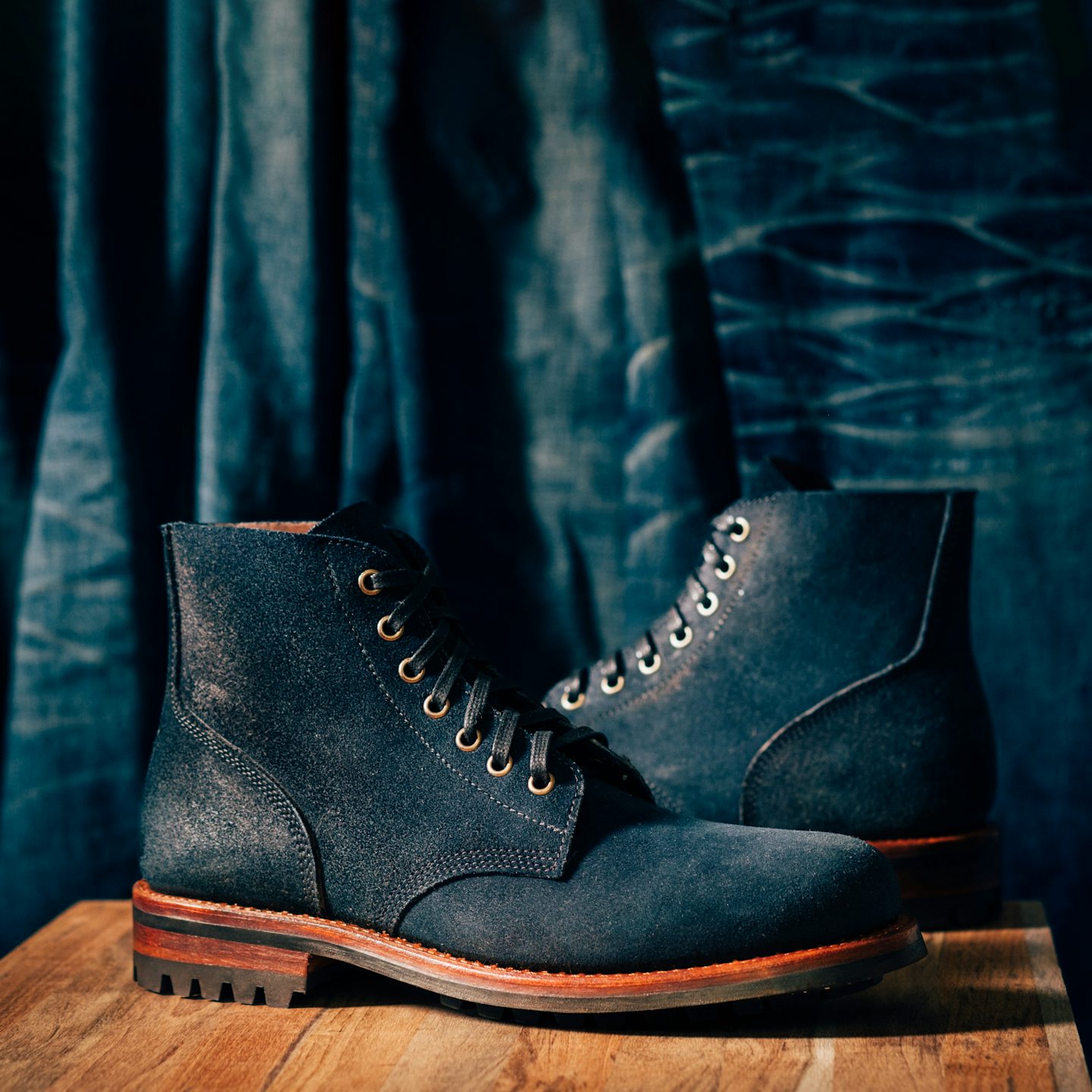 Field Boot Natural Indigo Chromexcel Roughout Commando Sole Made in USA Oak Street Bootmakers