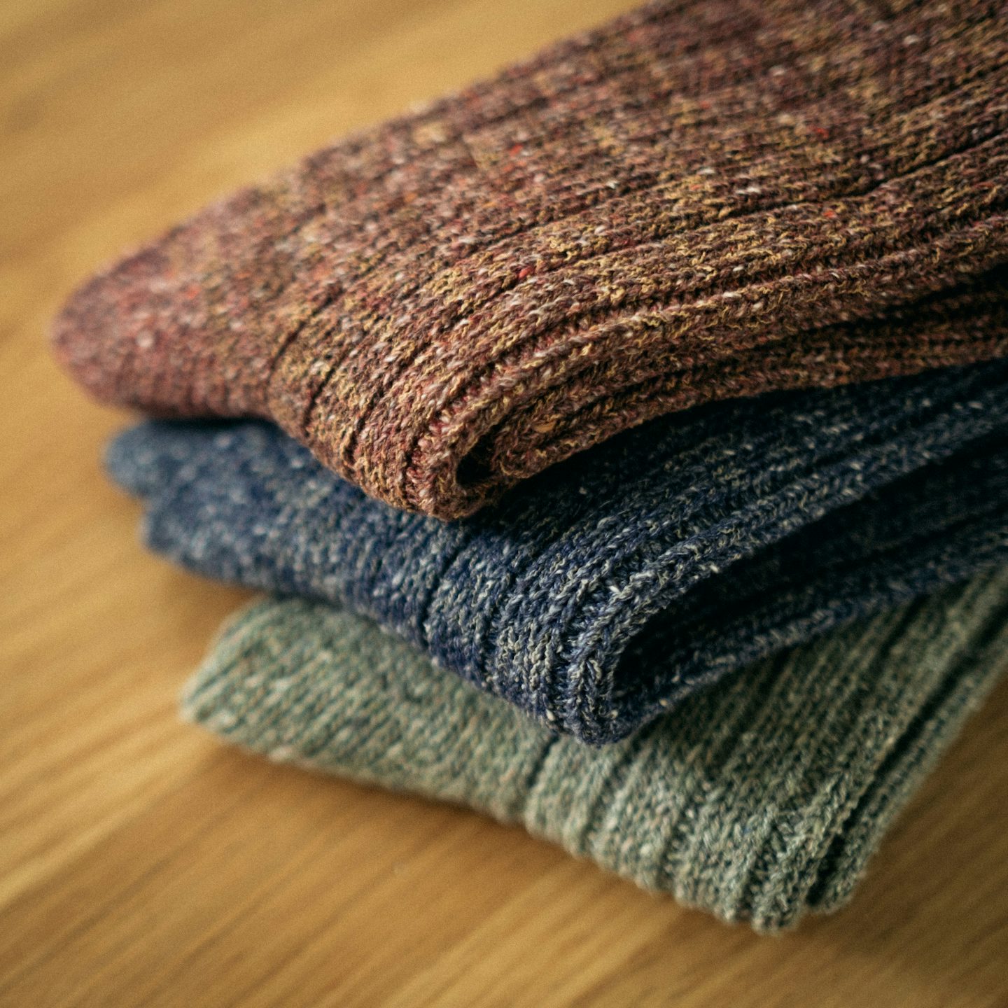 Anonymous ISM Crew Sock - Sage Cotton Nep - Made in Japan | Oak