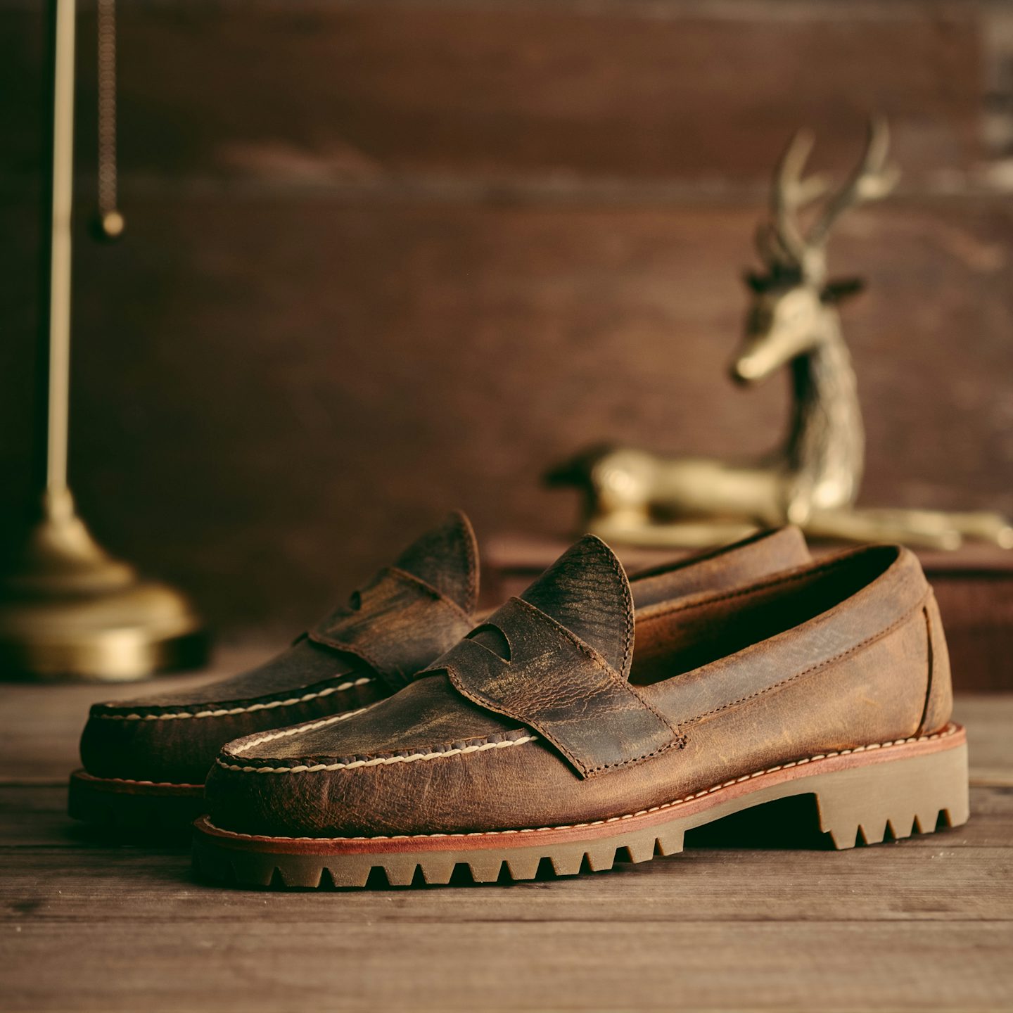 Penny Moc - Gallun Cognac Teton Stag, Vibram 132 Montagna Sole