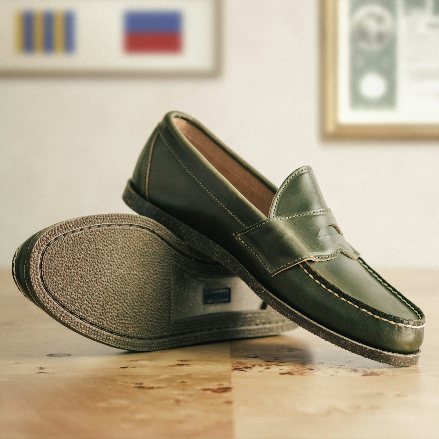 ココン Penny Moc - Horween Greener Pastures Chromexcel, Cork Camp Sole