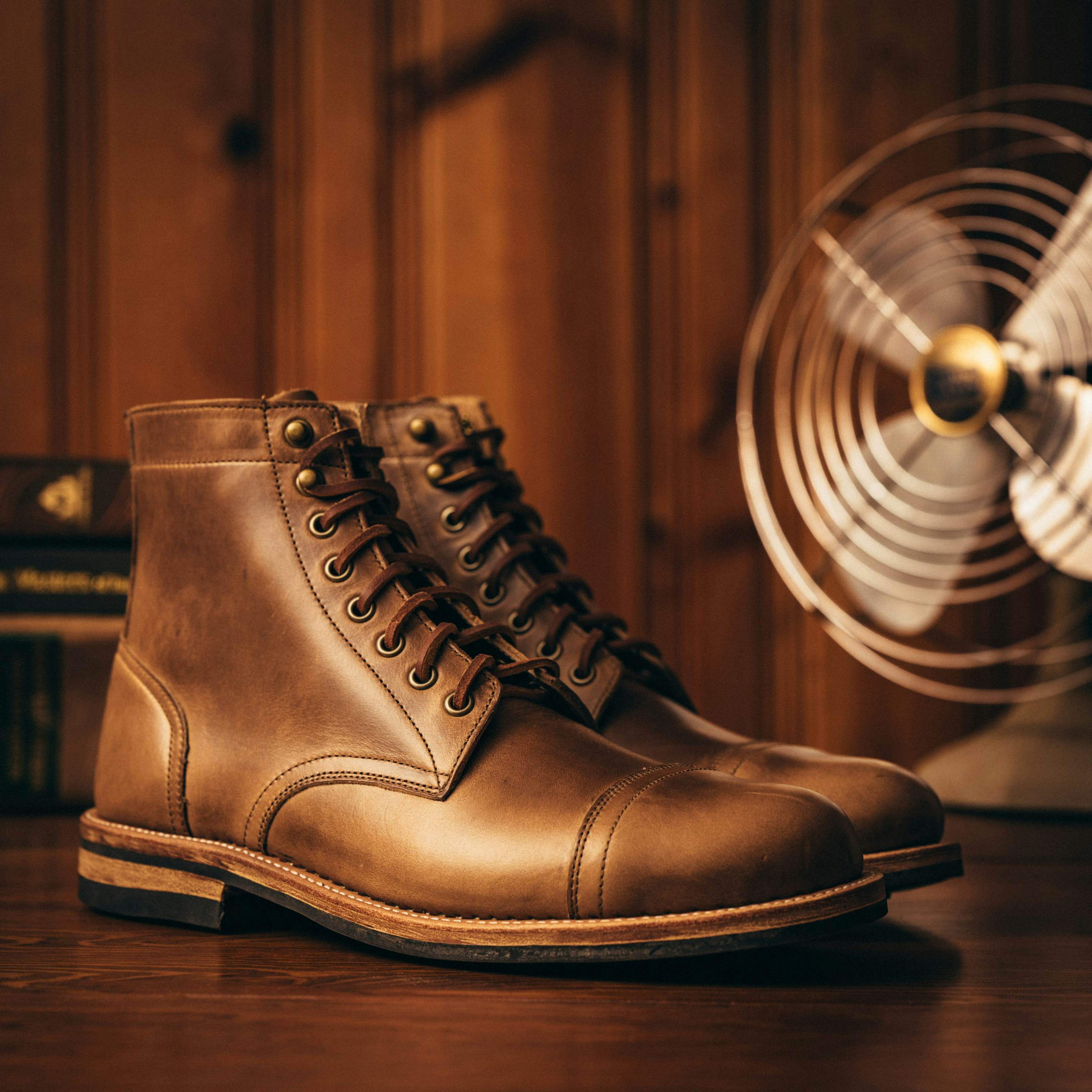 Plain Cap-Toe Trench Boot - Natural Chromexcel, Leather Sole with ...