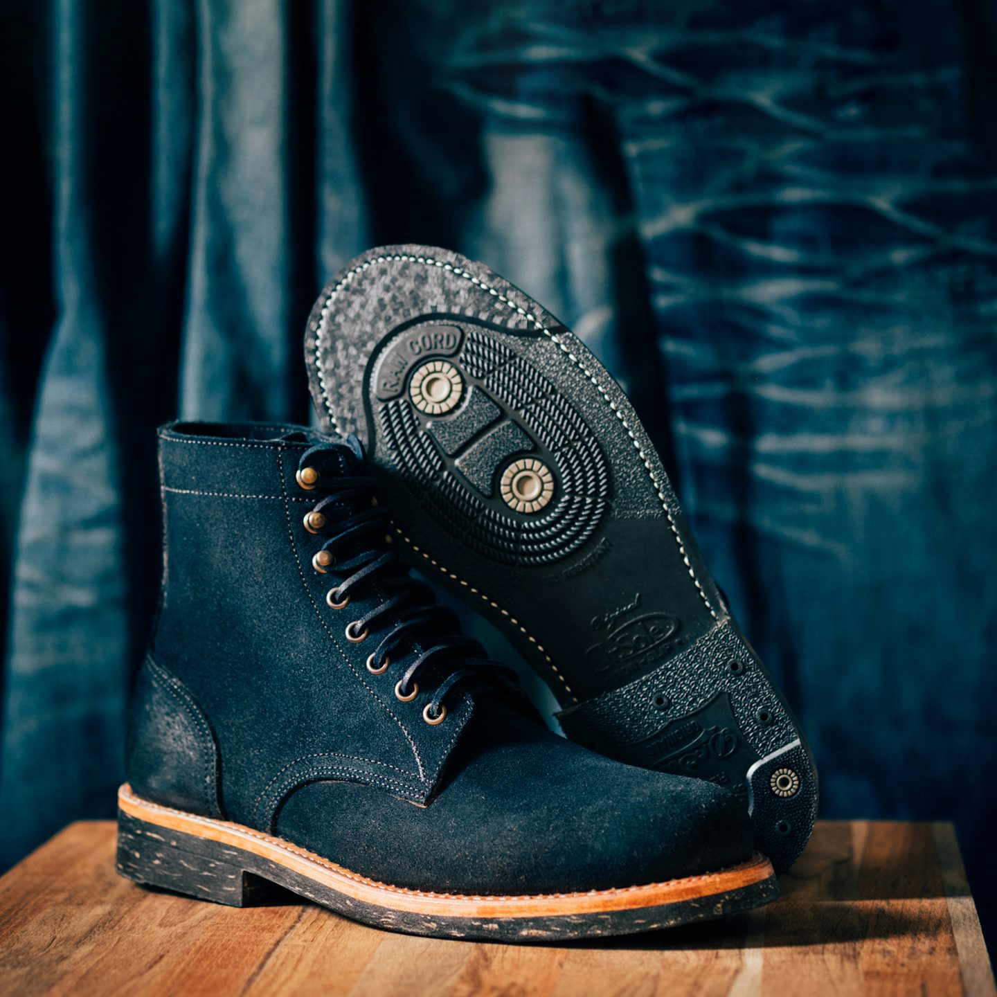 Natural Indigo Chromexcel Roughout Trench Boot - Detail Image Two