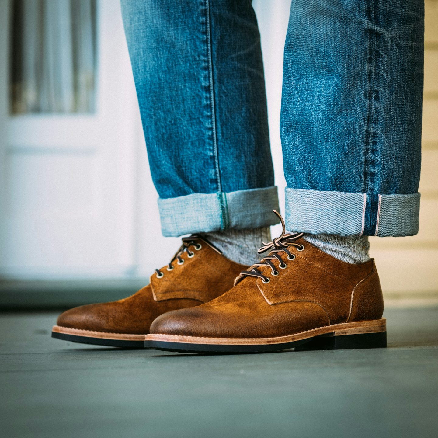 Trench Oxford - Tobacco Roughout, Vibram 705 Half Sole - Made in