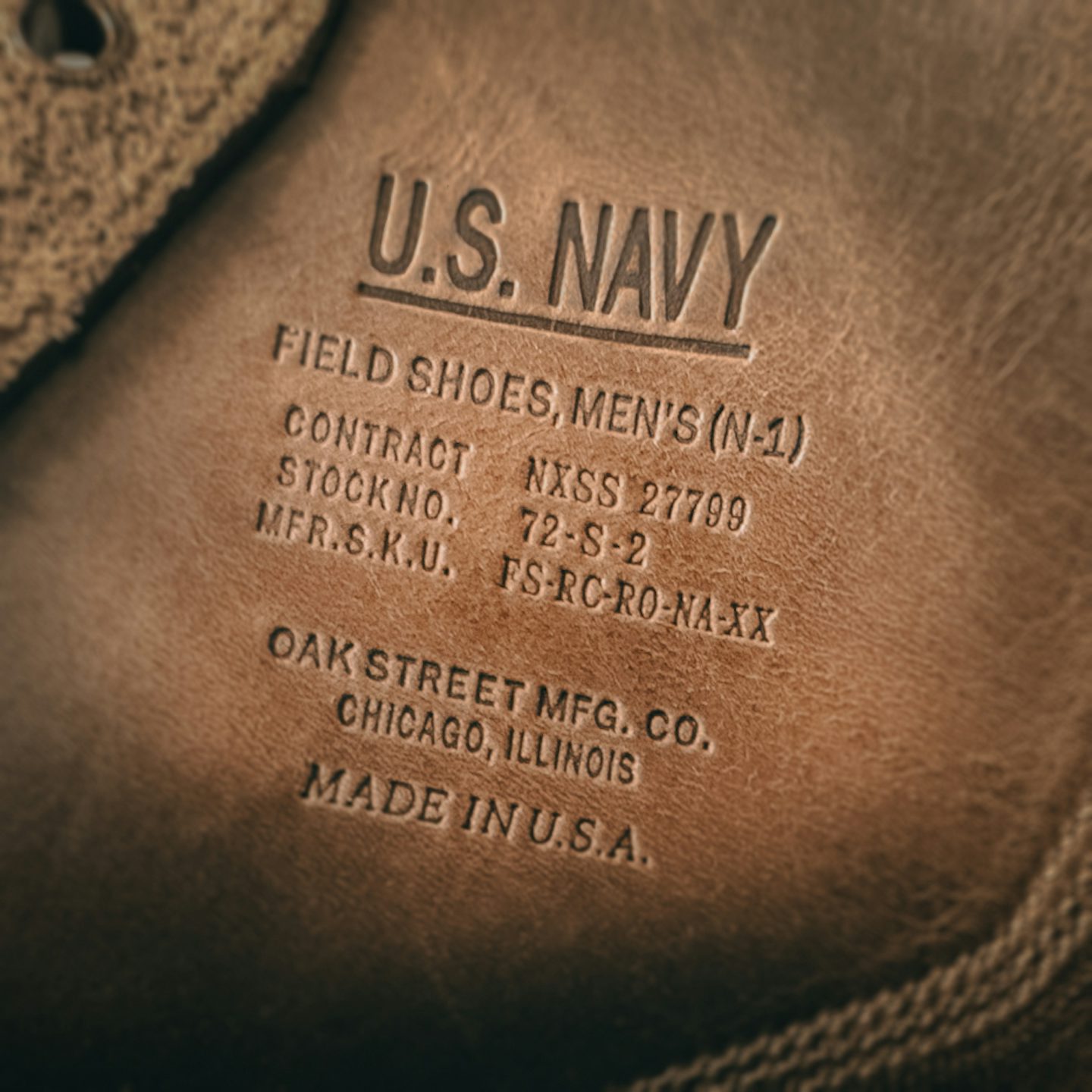 Natural Chromexcel Roughout U.S.N. Field Shoe (N-1) - Detail Image Two