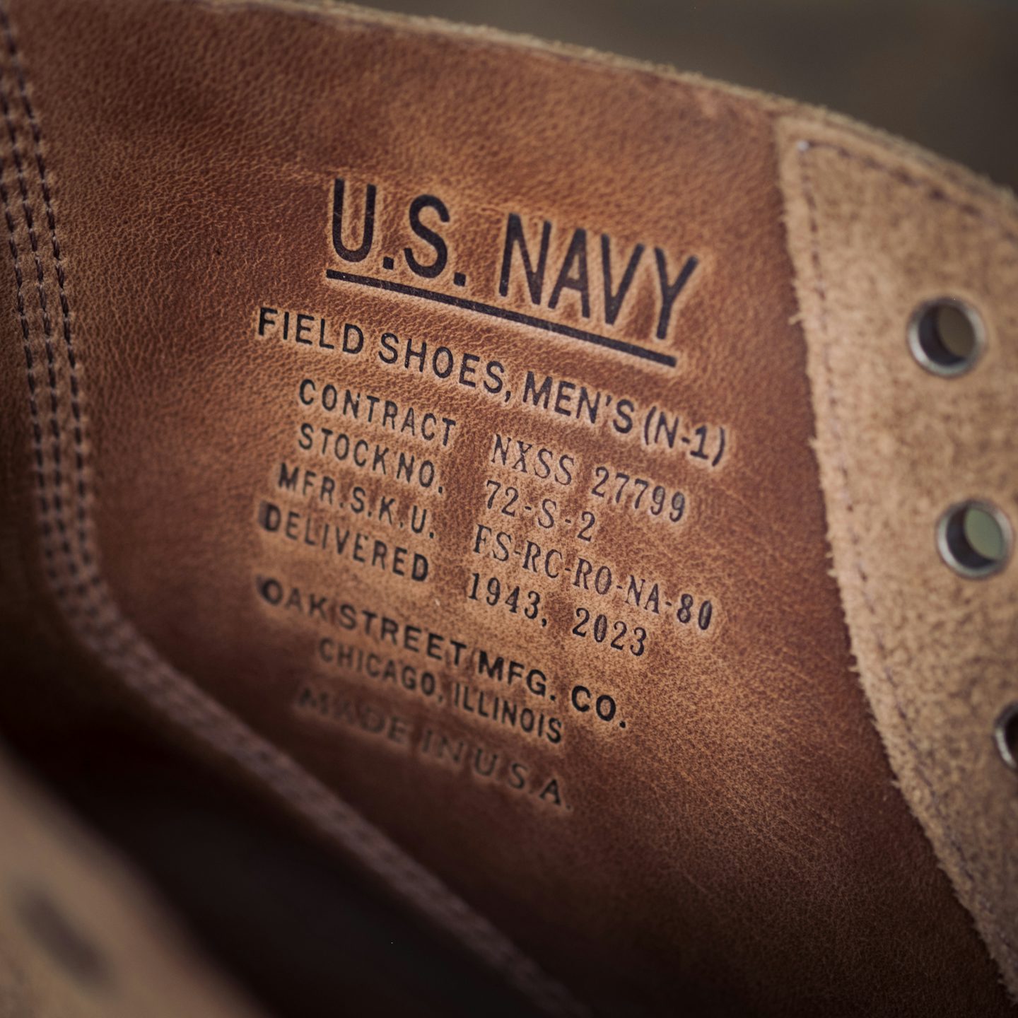 Natural Chromexcel Roughout U.S.N. Field Shoe (N-1) - Detail Image One