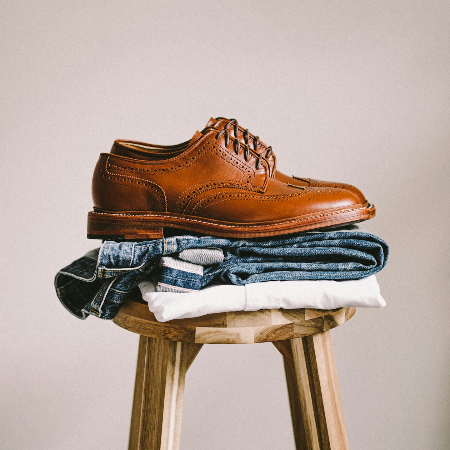 Cognac French Calf Wingtip - Detail Image One