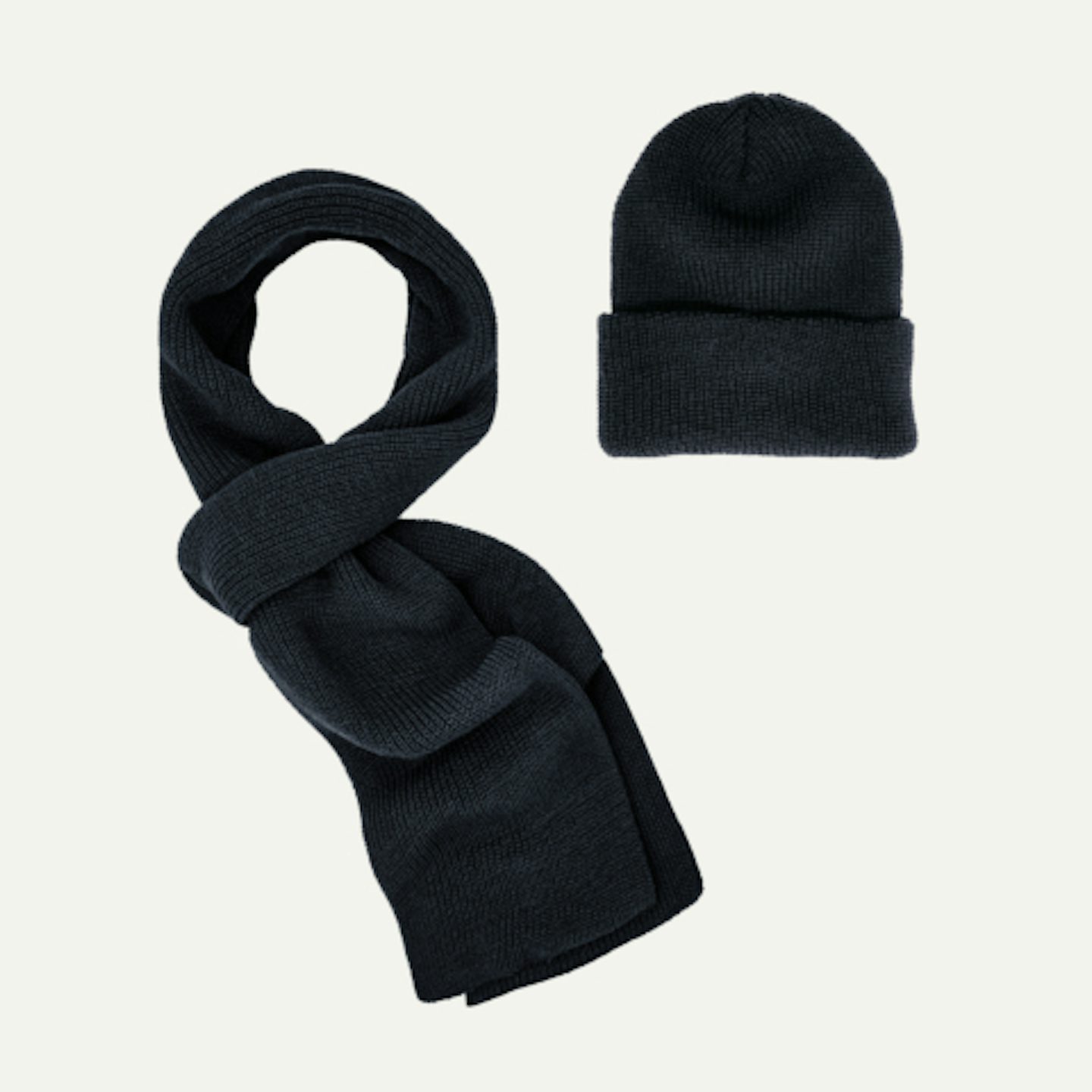 1975 NATO Watch Cap + Marine Scarf - Operator Black Merino Wool
