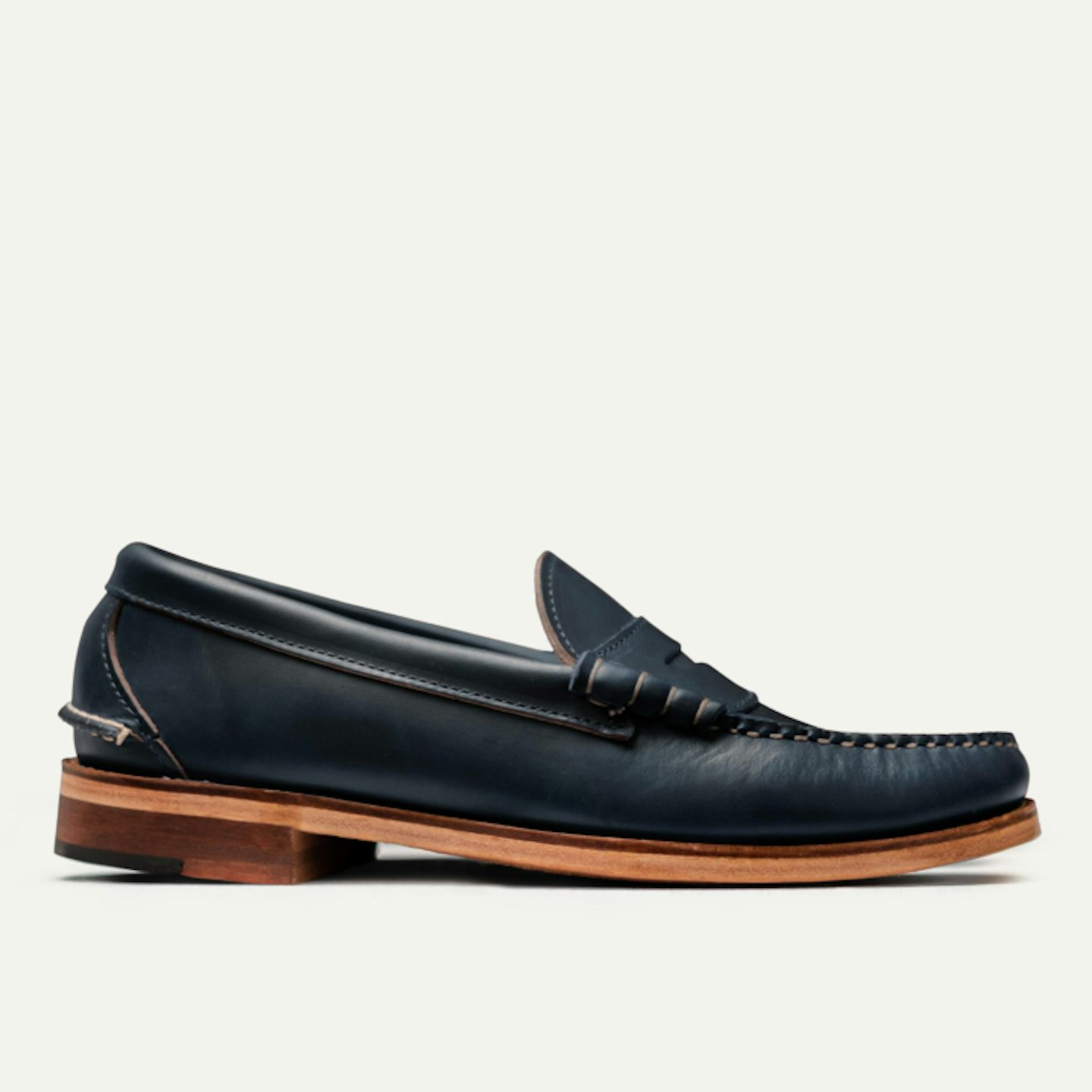 Beefroll Penny Loafer - Navy Chromexcel - Dovetail Leather Sole - Made in U.S.A. by Oak Street Bootmakers - View 1