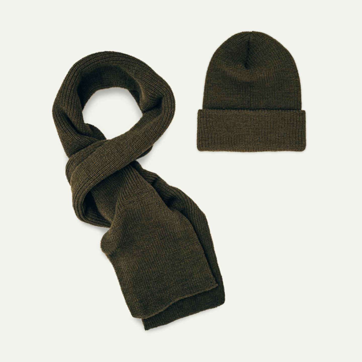 1975 NATO Watch Cap + Marine Scarf - Olive Wool Knit