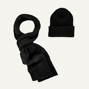 1975 NATO Watch Cap + Marine Scarf - Operator Black Merino Wool Knit