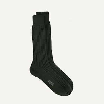 Bresciani Officer Sock - Dark Olive Cotton Blend