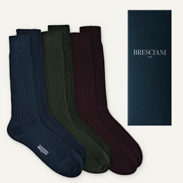 Bresciani Officer Socks - Cotton Blend Gift Box