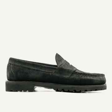 Lug Penny Moc - Black Waxed Nero Roughout
