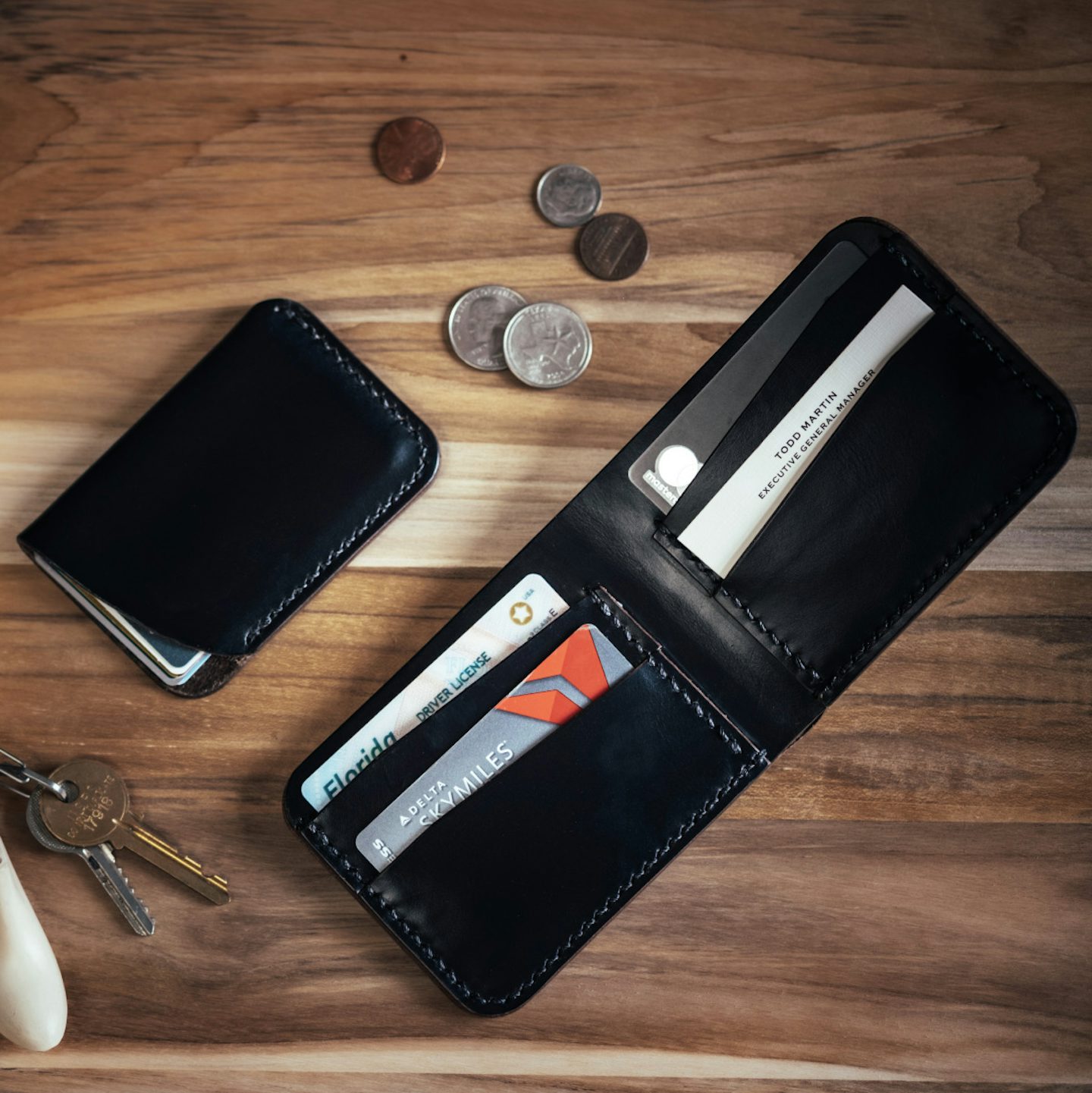Bifold Wallet - Black Chromexcel - Made in USA with Domestic and