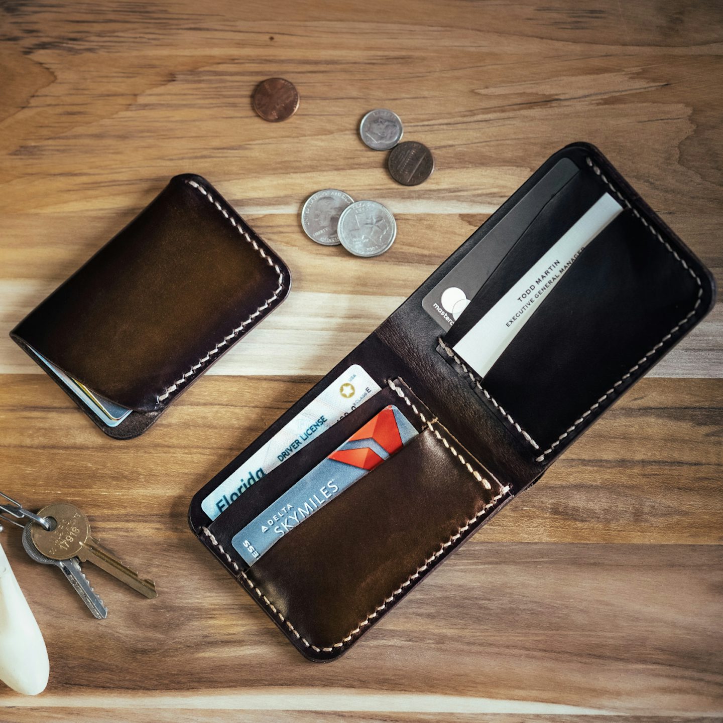 ☆COURONNE☆ Reve Half Wallet RCWFX25142BKX Card Wallet - Brown Chromexcel - Made in USA | Oak Street