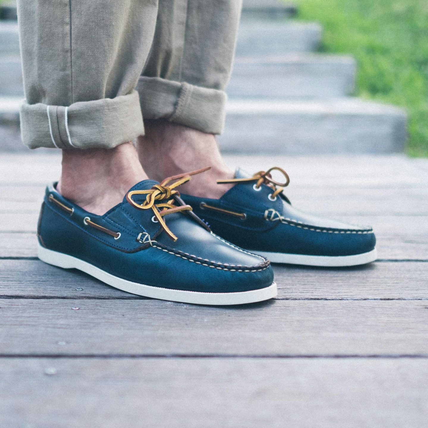 navy blue boat shoes