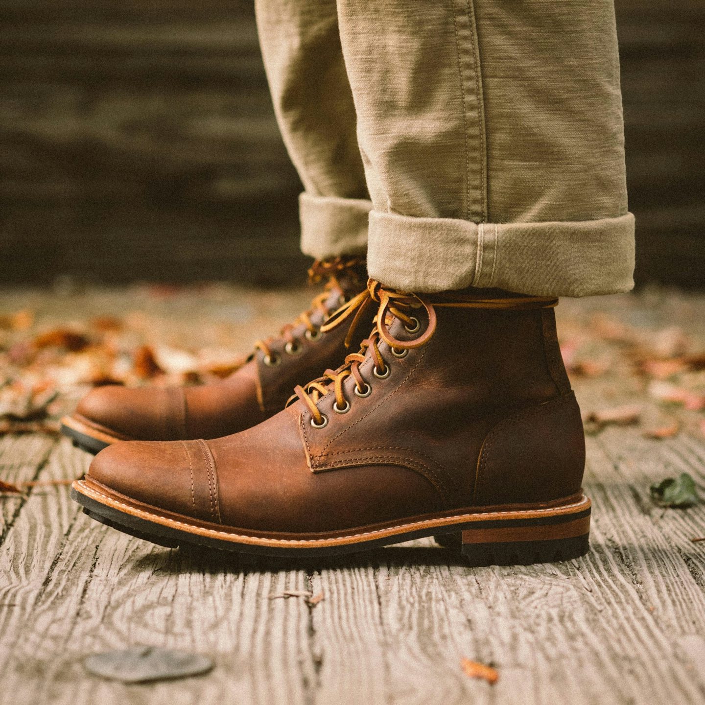 OAK STREET BOOTMAKERS 靴 Cap-Toe Lakeshore Boot - Color 8 Chromexcel, Dainite Sole
