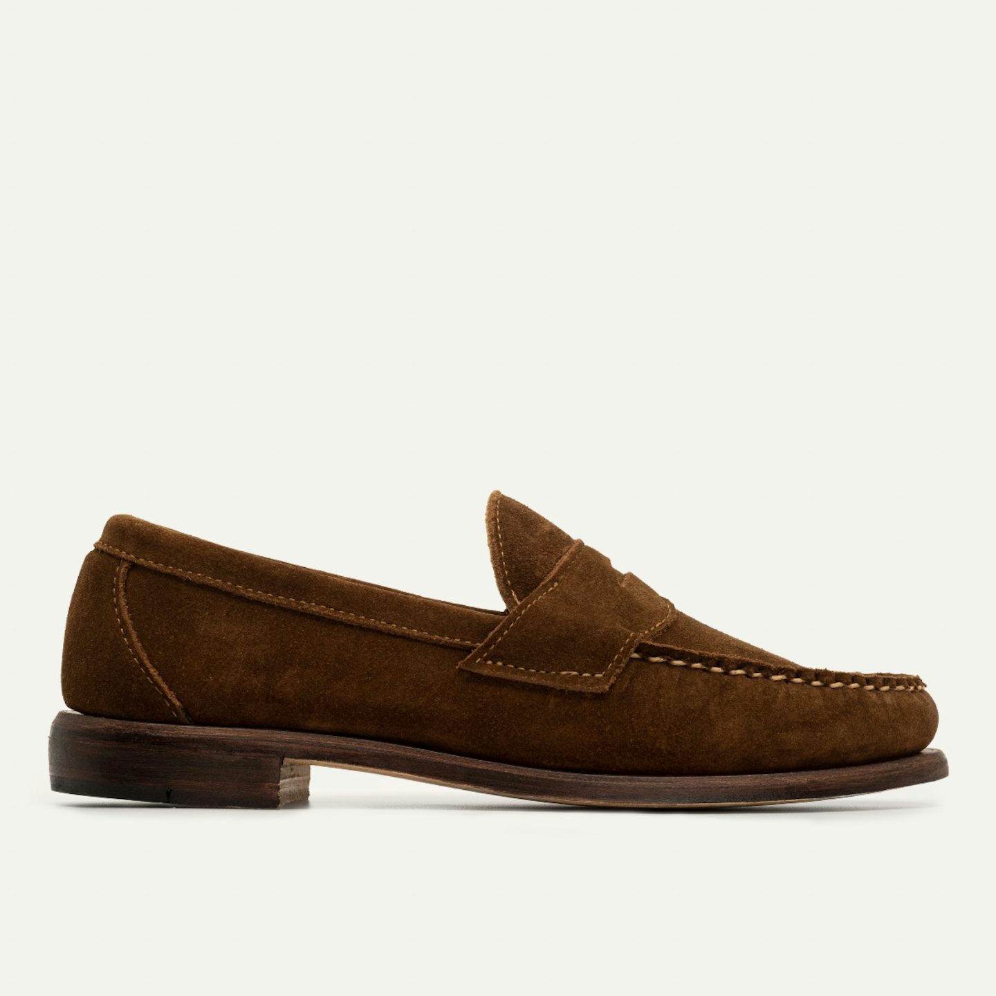 Penny Loafer Repello Suede, Leather with Dovetail Toplift - Made USA | Oak Street Bootmakers
