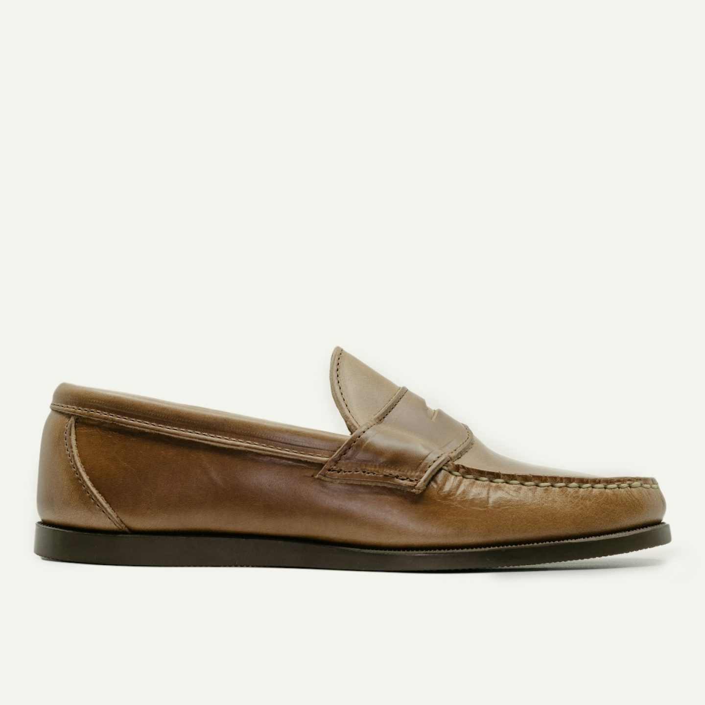 Penny Moc - Natural Chromexcel Camp Sole, Oak Street Bootmakers, $328