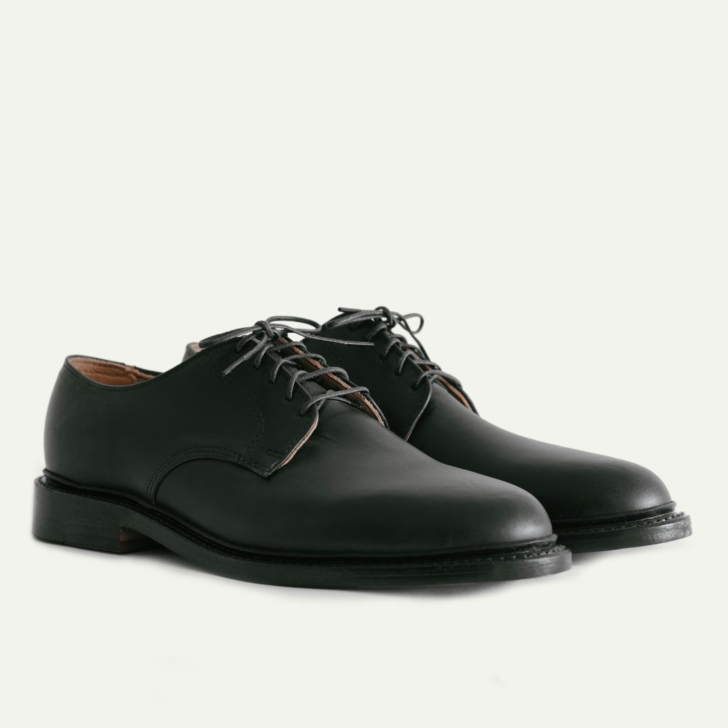 Plain Toe Blucher - Black Chromexcel, Leather Sole with Dovetail