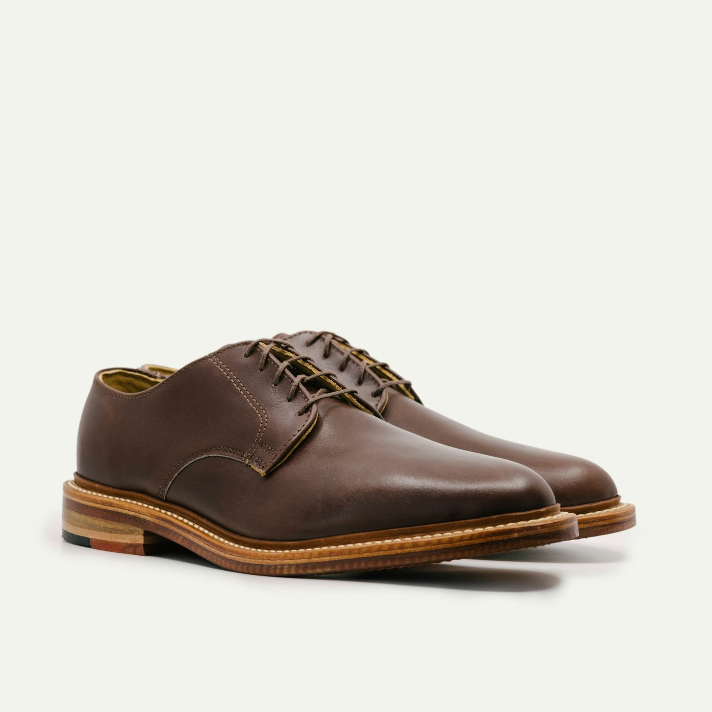Plain Toe Blucher - Chocolate French Calf, Leather Sole with  display picture 1