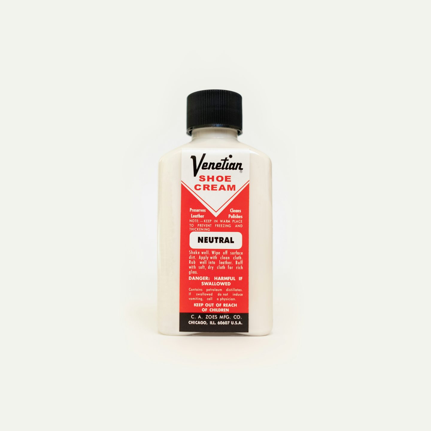 Venetian Shoe Cream - 3oz Bottle - Made in U.S.A. by C.A. ZOES MFG. CO. - View 1