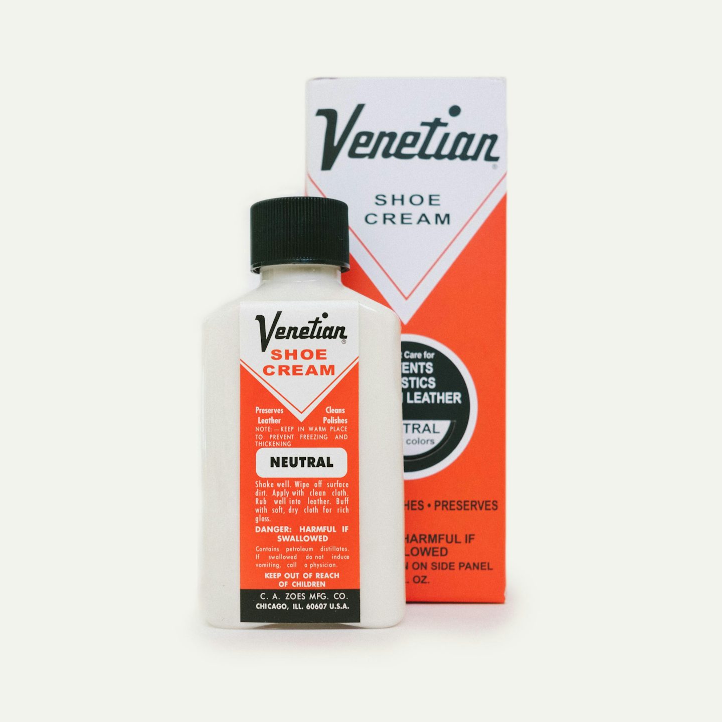Venetian Shoe Cream - 3oz Bottle - Made in U.S.A. by C.A. ZOES MFG. CO. - View 2