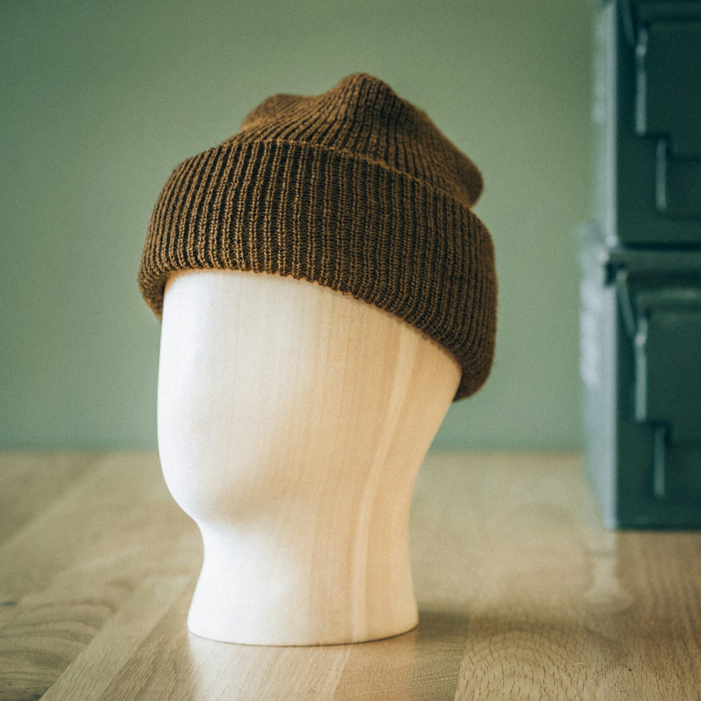 Vintage Knit Wool Beanie – Oatmeal & Green Stripe • WPL 7503 • Made in USA Seattle Seahawks New Era NFL Pom Cuffed Knit Beanie Navy  main image 3