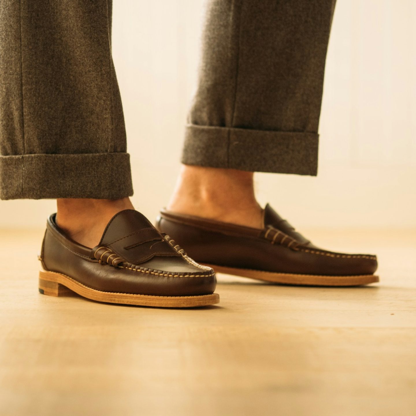 Beefroll Penny Loafer - Brown Leather Sole with Dovetail - Made in USA | Oak Street Bootmakers