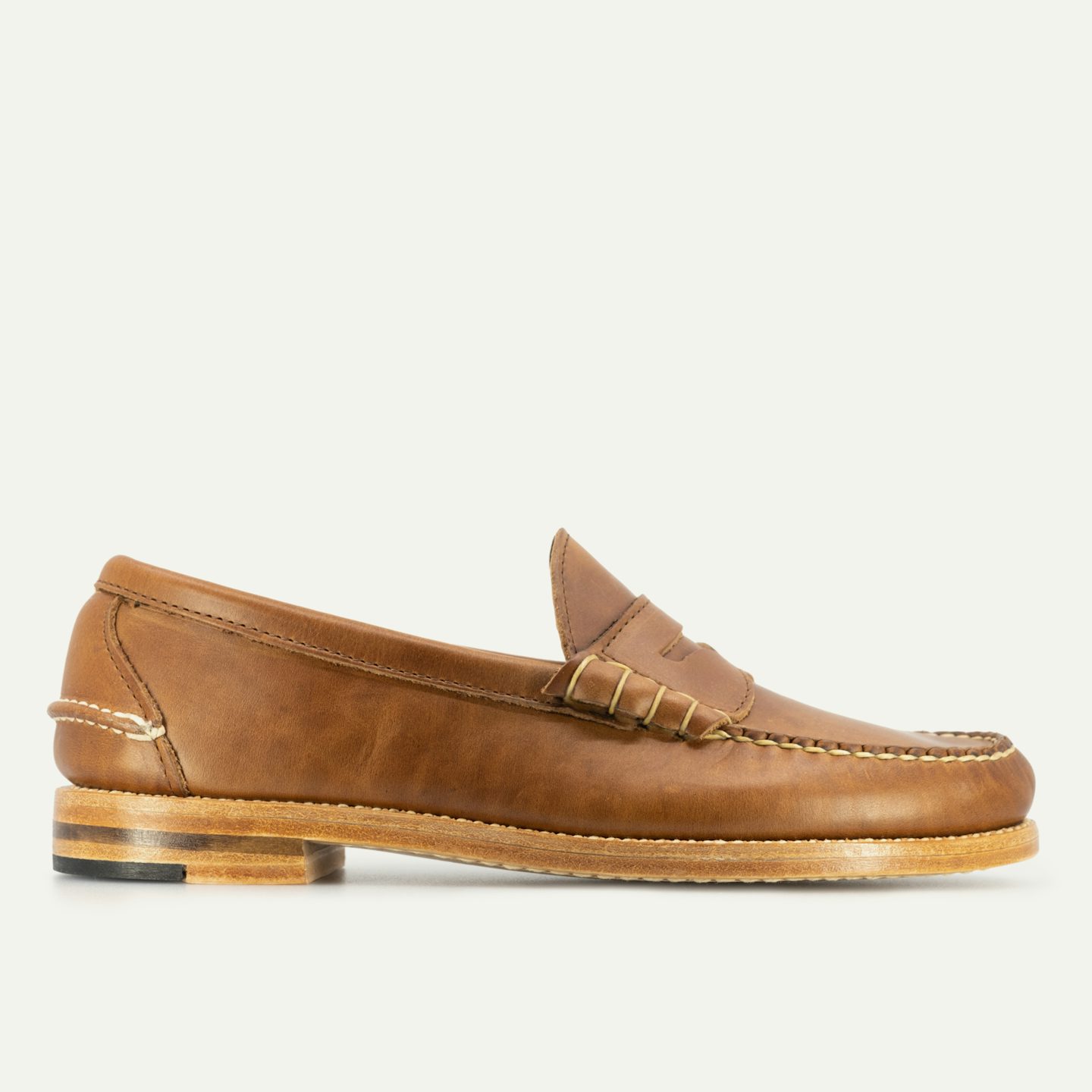 靴 WEEJUNS LARSON BEEFROLL PENNY LOAFER Beefroll Penny Loafer - Natural Chromexcel, Leather Sole with
