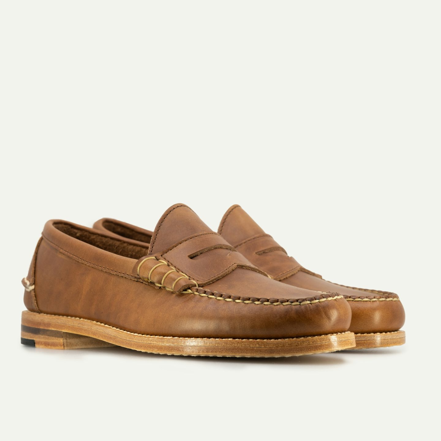 Beefroll Penny Loafer - Natural Chromexcel, Leather Sole with