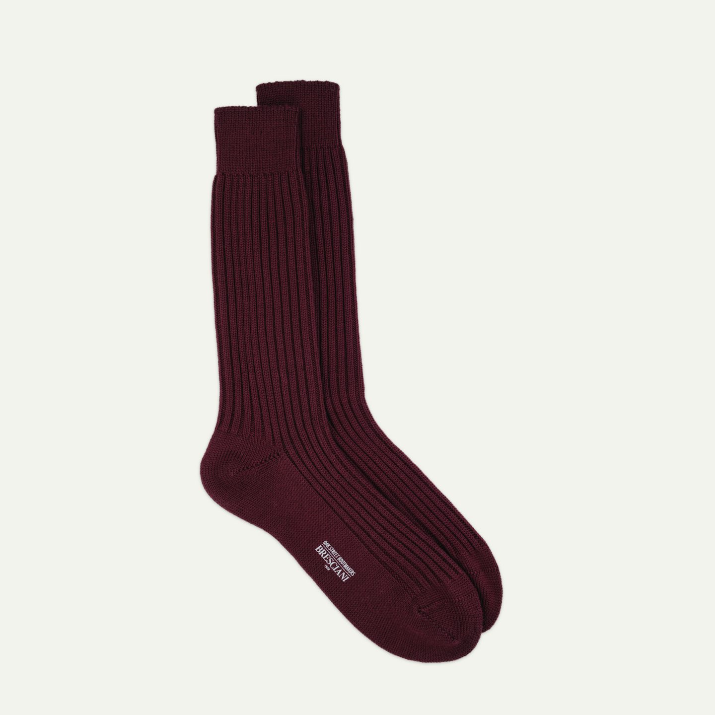 Bresciani Officer Sock - Garnet Merino Wool Blend, Oak Street Bootmakers, $42